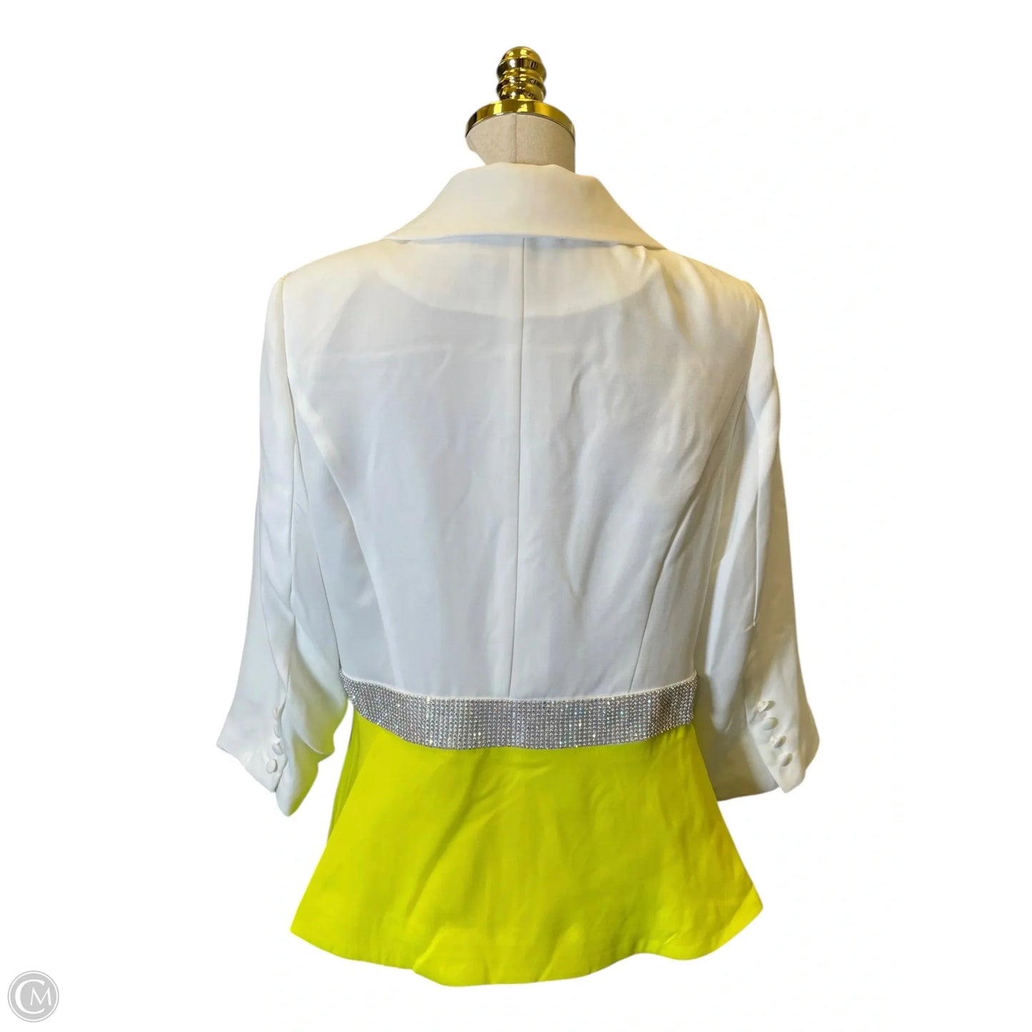 Blazer By Clothes Mentor In White & Yellow, Size: 12