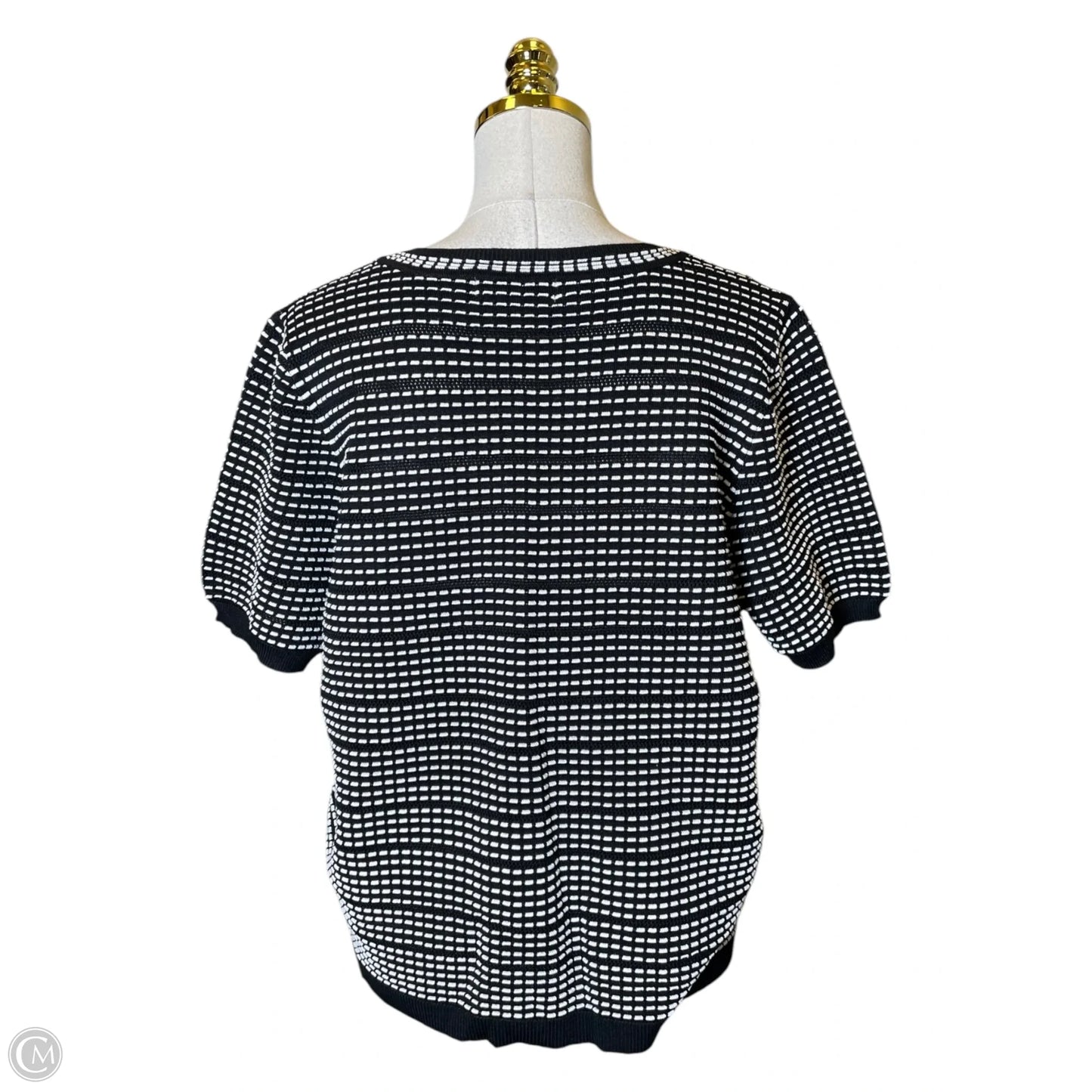 Top Short Sleeve By Liz Claiborne In Black & White, Size: Xl