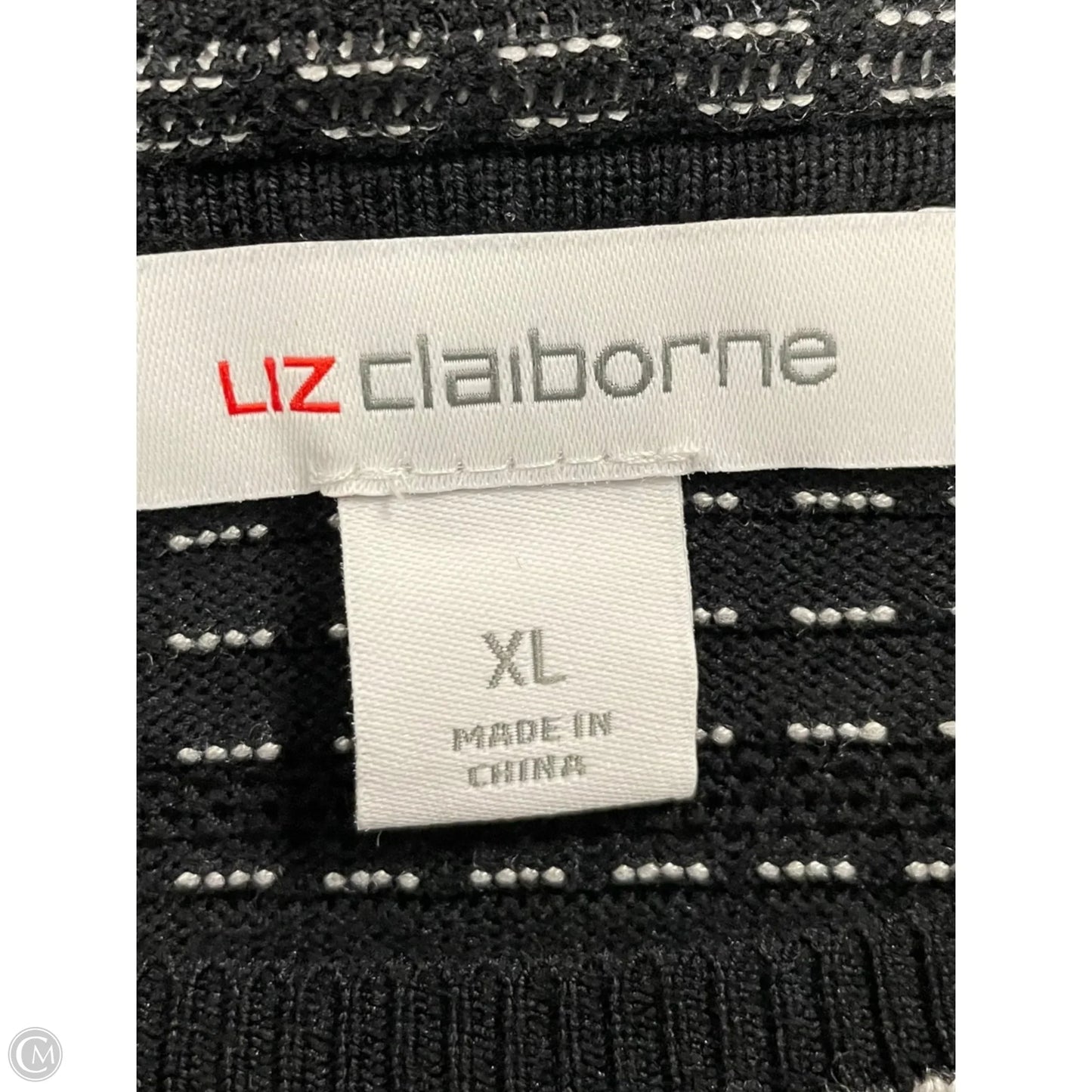 Top Short Sleeve By Liz Claiborne In Black & White, Size: Xl