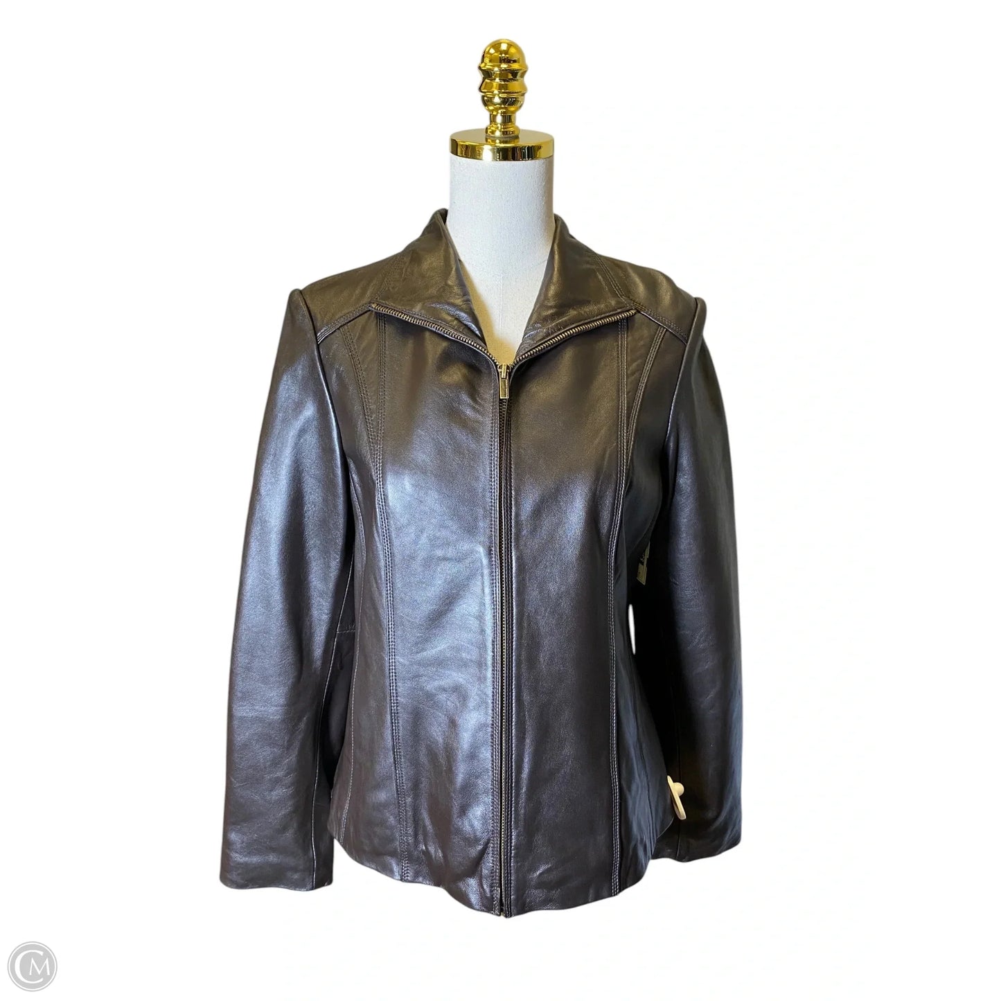 Jacket Leather By Wilsons Leather In Brown, Size: M