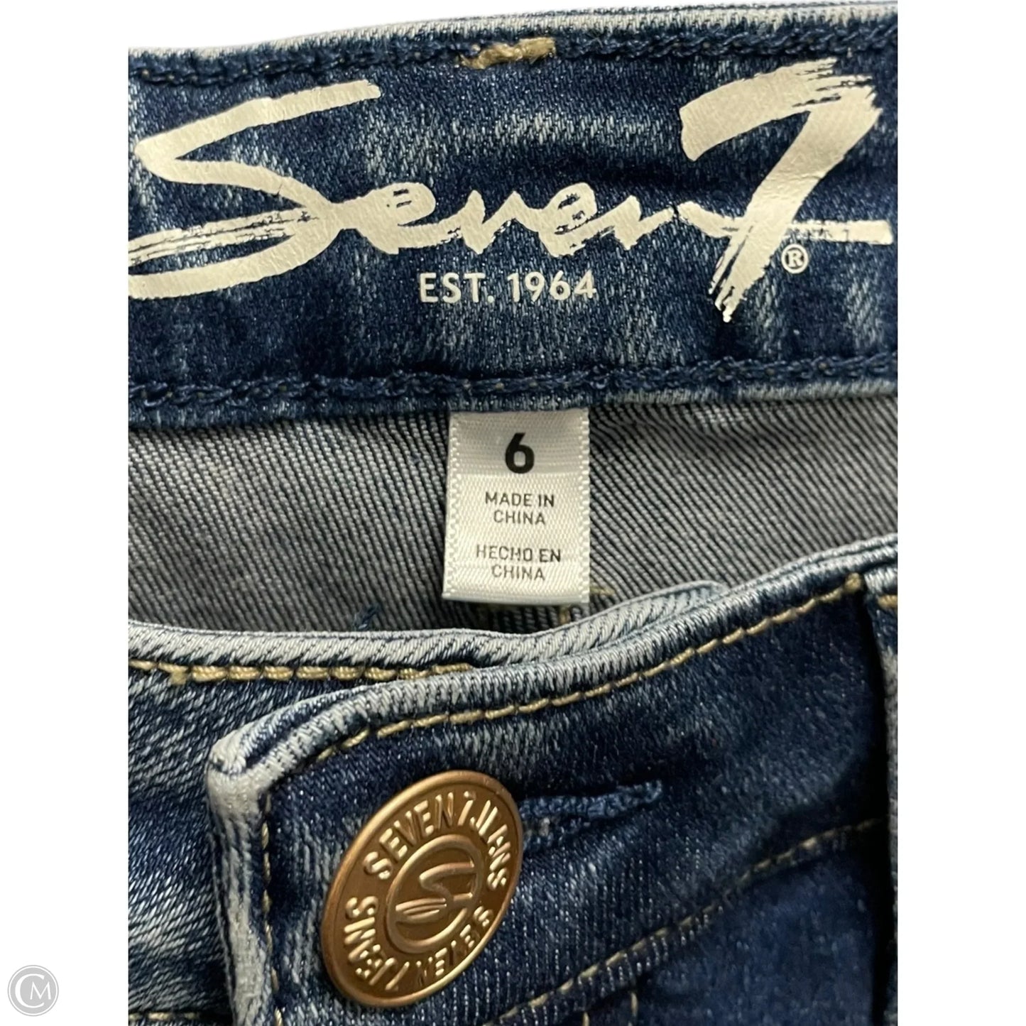 Jeans Straight By Seven 7 In Blue Denim, Size: 6
