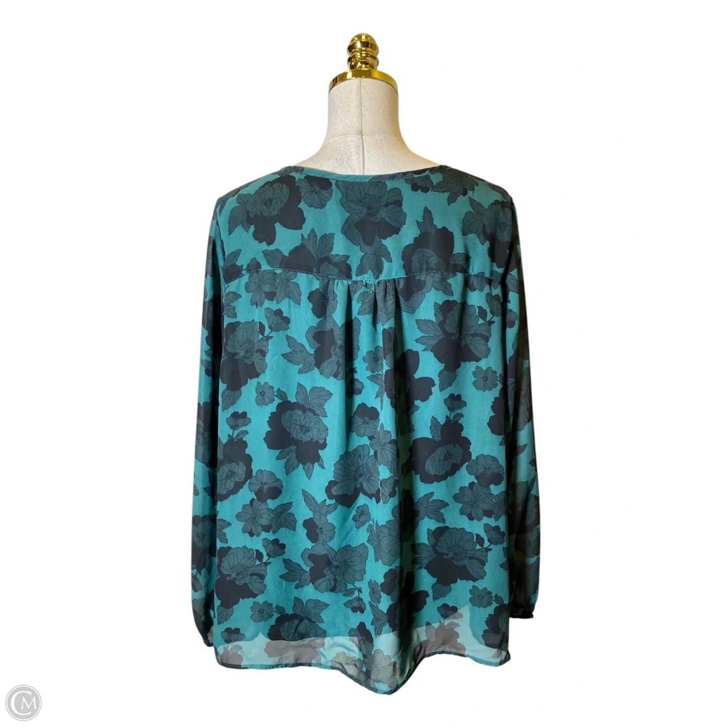 Top Long Sleeve By Lane Bryant In Black & Green, Size: 16