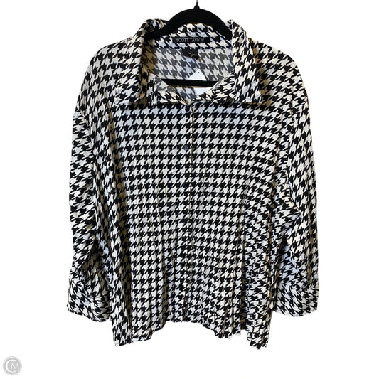 Top Long Sleeve By Scott Taylor In Black & White, Size: 3x