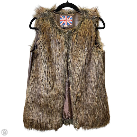 Vest Faux Fur & Sherpa By Clothes Mentor In Brown, Size: L