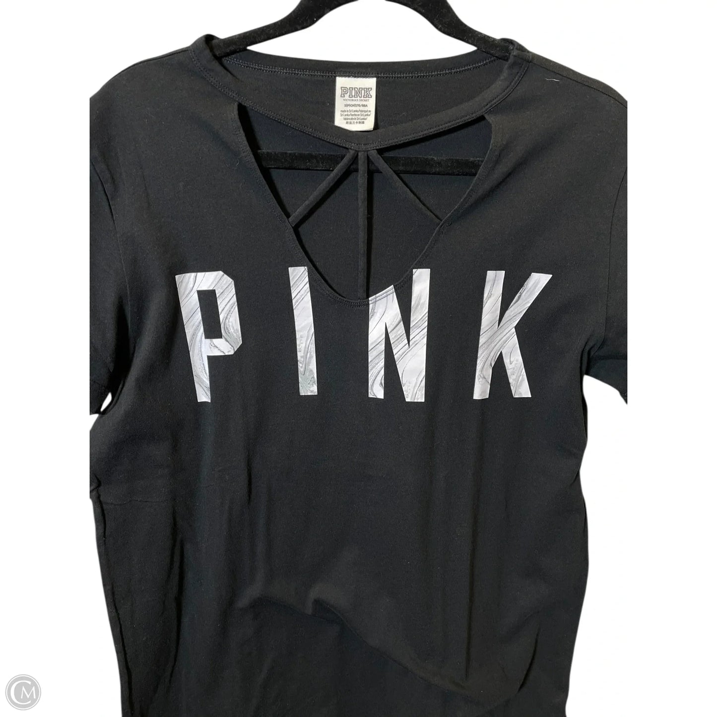 Top Short Sleeve By Pink In Black, Size: S