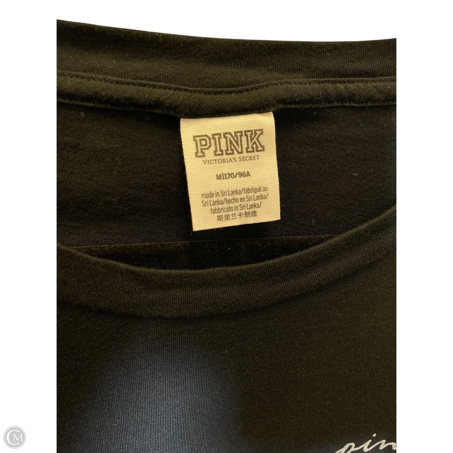 Top Short Sleeve By Pink In Black, Size: M