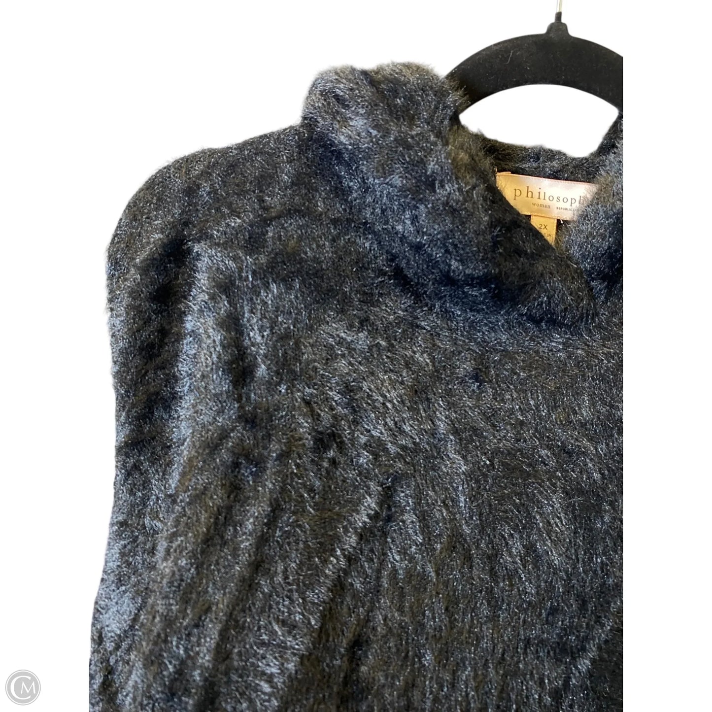 Sweatshirt Hoodie By Philosophy In Black, Size: 2x