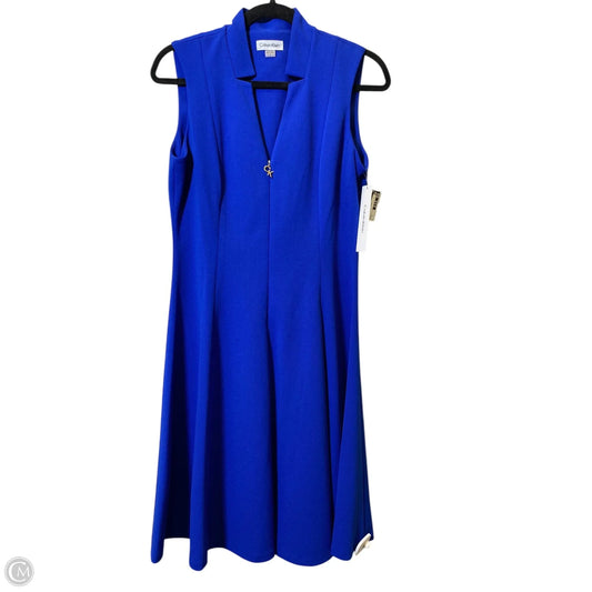 Dress Casual Midi By Calvin Klein In Blue, Size: 8