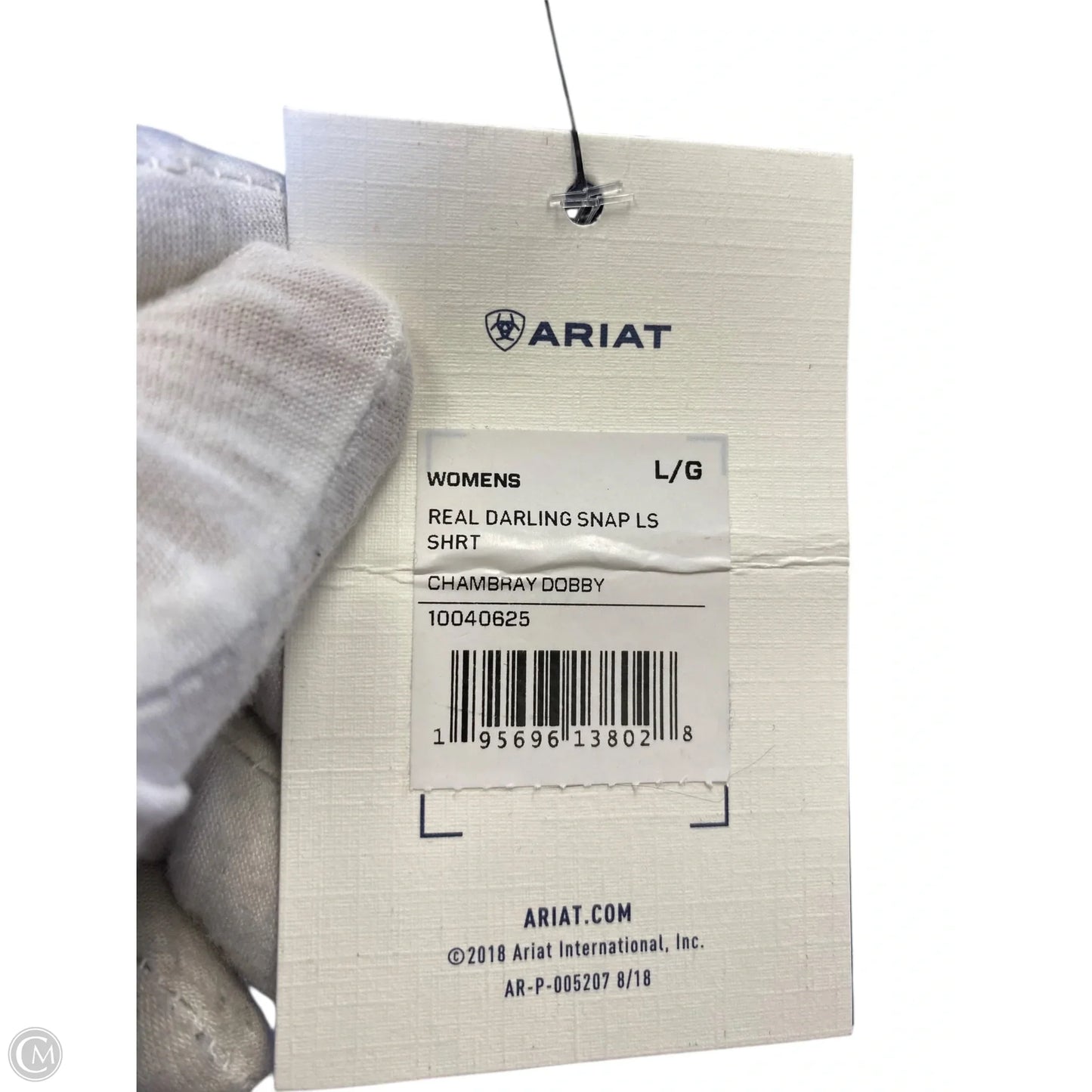 Top Long Sleeve By Ariat In Blue & White, Size: L