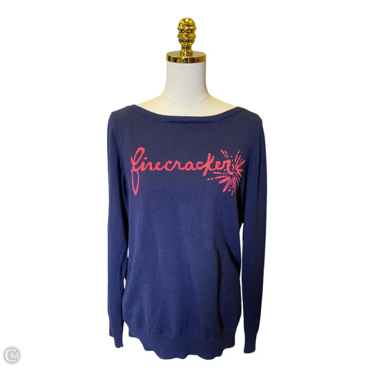 Sweater Designer By Lilly Pulitzer In Blue & Pink, Size: Xl