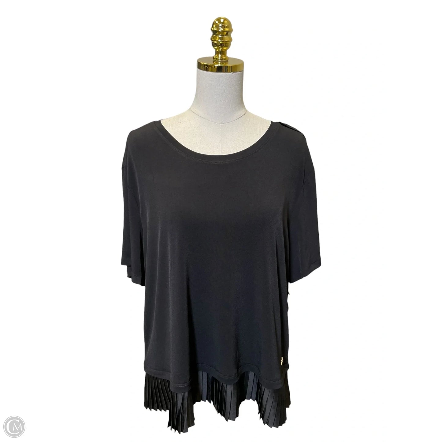 Top Short Sleeve Designer By Karl Lagerfeld In Black, Size: Xl