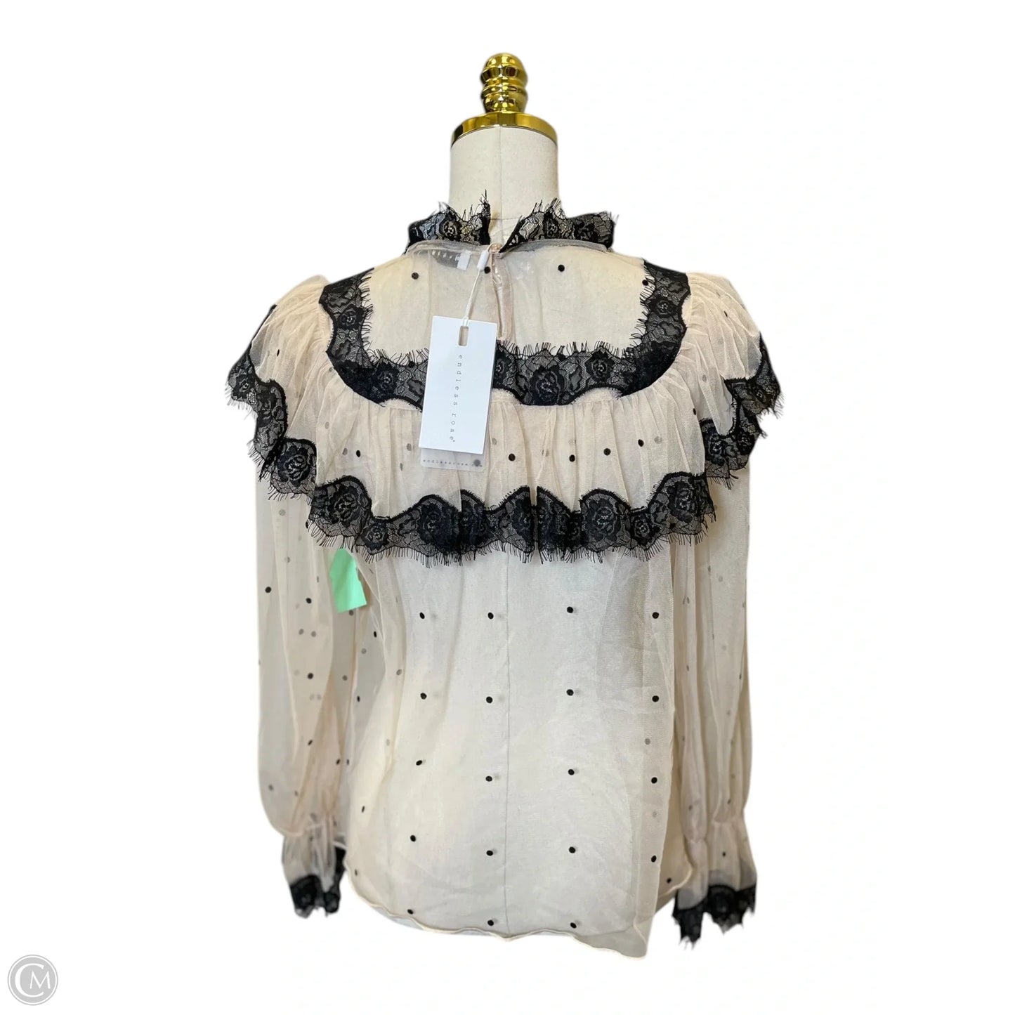 Top Long Sleeve By Endless Rose In Black & Tan, Size: L