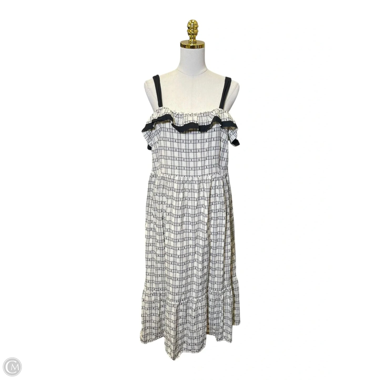 Dress Casual Maxi By Loft In Black & Cream, Size: 12