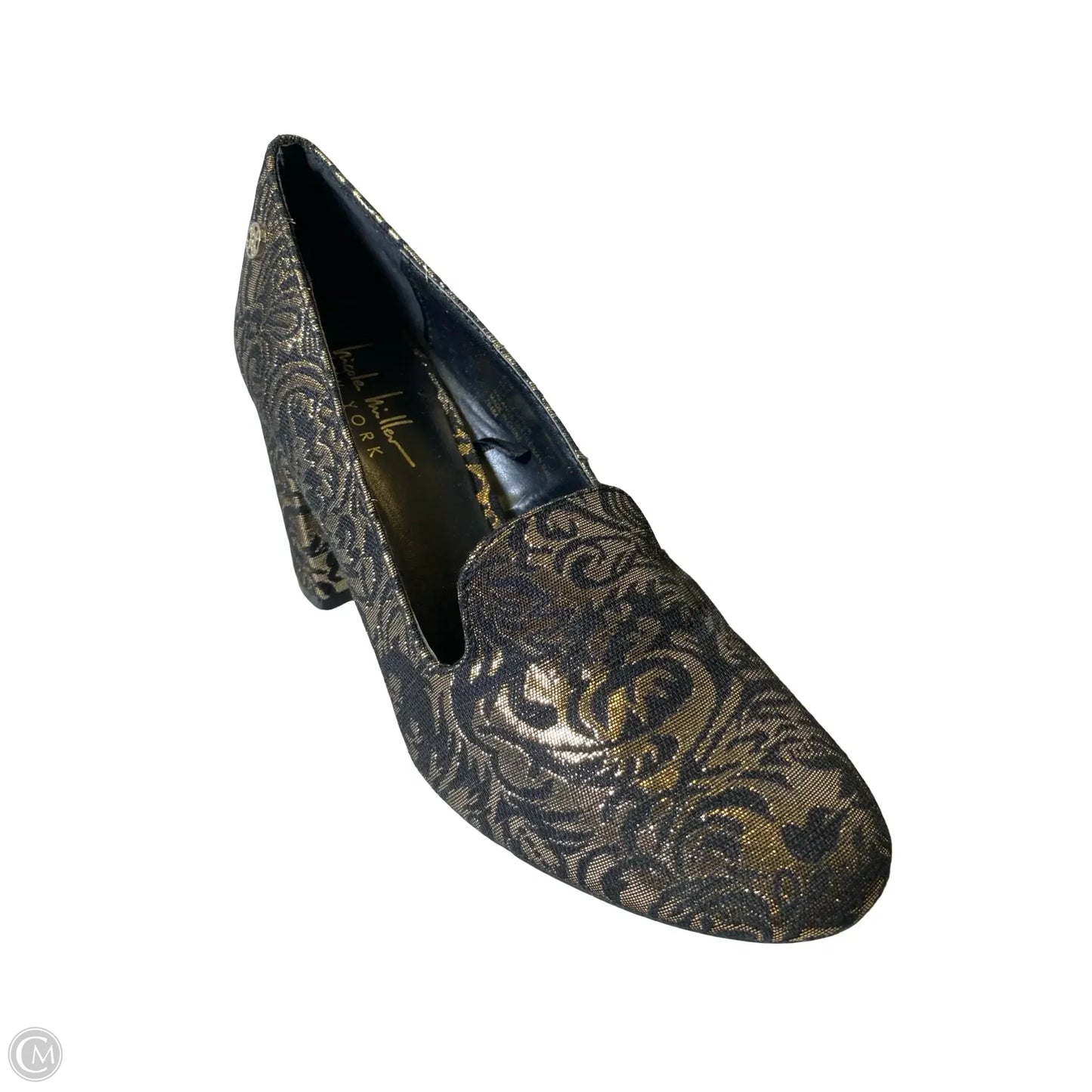 Shoes Heels Block By Nicole Miller In Black & Gold, Size: 8.5