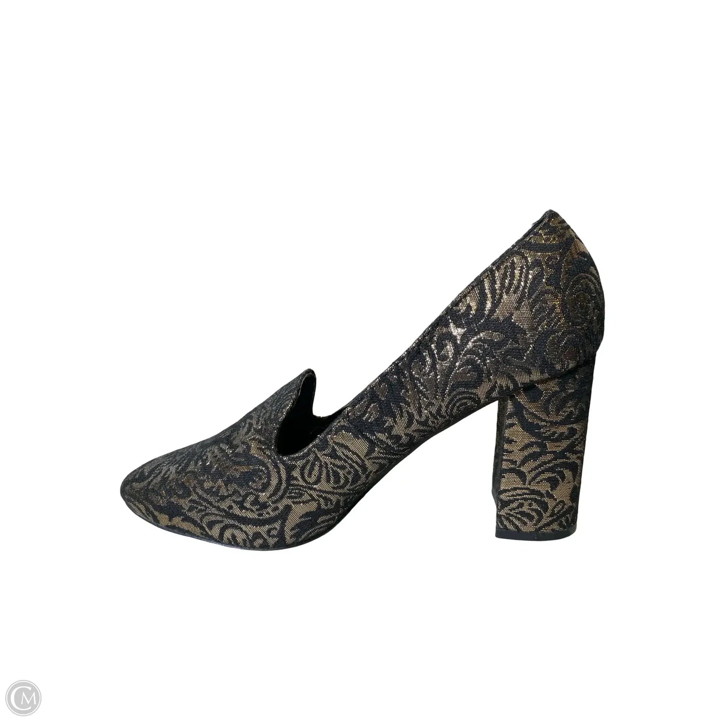 Shoes Heels Block By Nicole Miller In Black & Gold, Size: 8.5