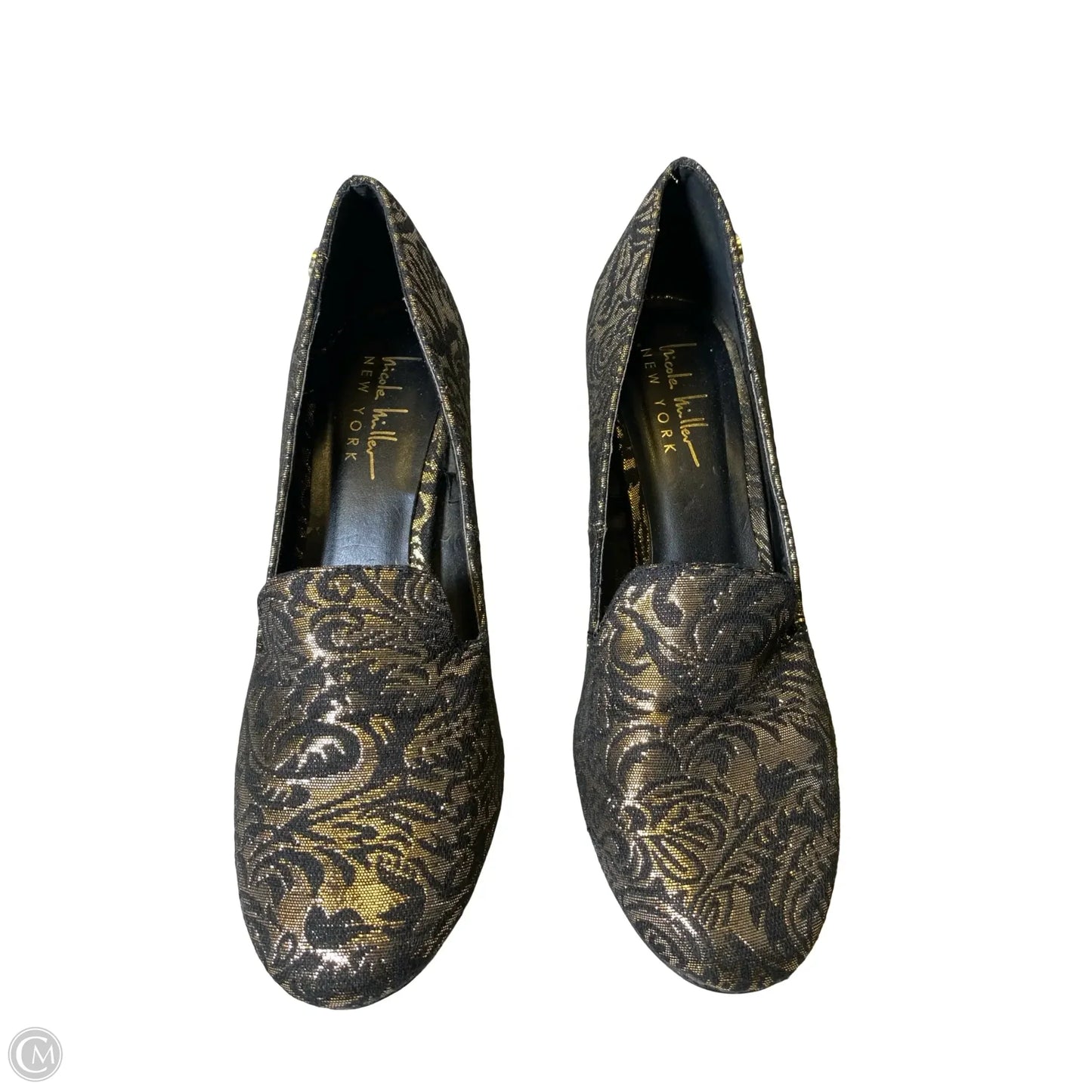 Shoes Heels Block By Nicole Miller In Black & Gold, Size: 8.5