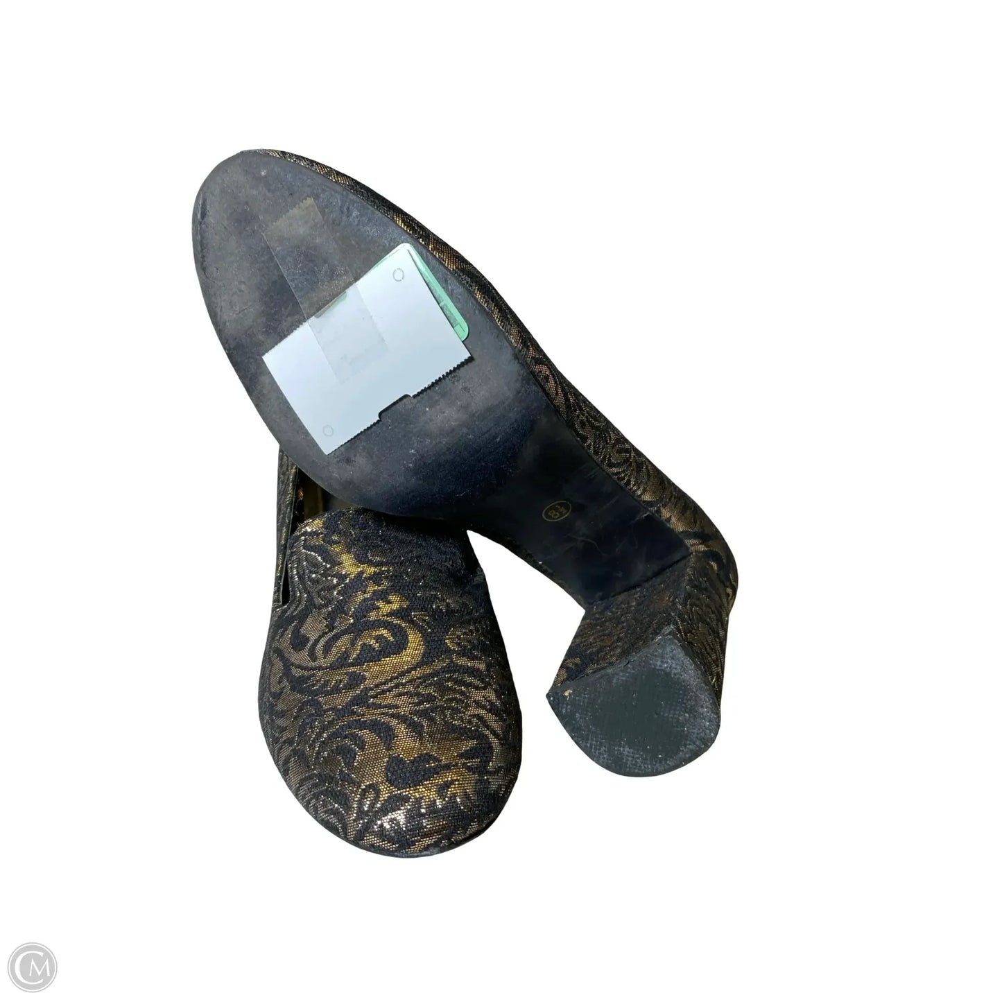 Shoes Heels Block By Nicole Miller In Black & Gold, Size: 8.5
