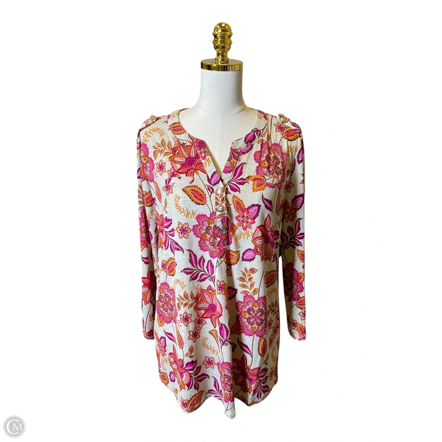Top Long Sleeve By Dear Scarlett In Floral Print, Size: L