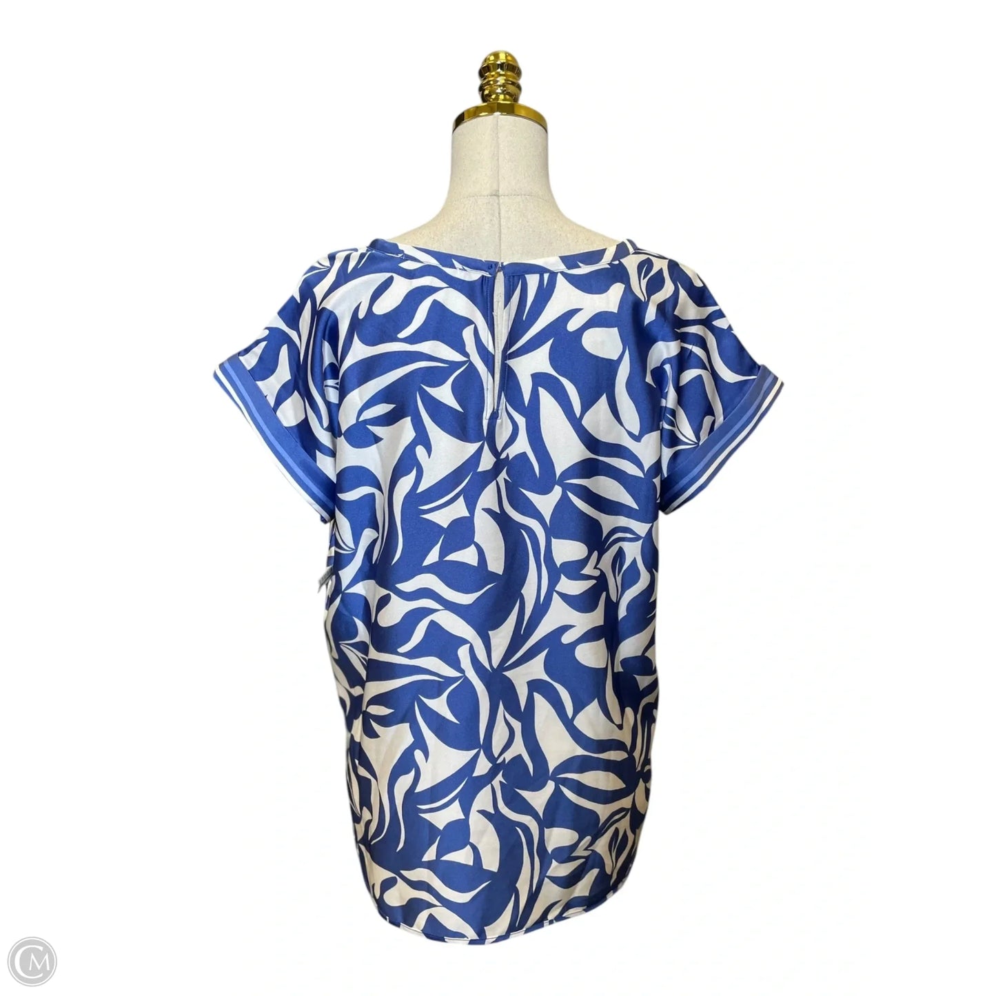 Top Short Sleeve By Loft In Blue & White, Size: S