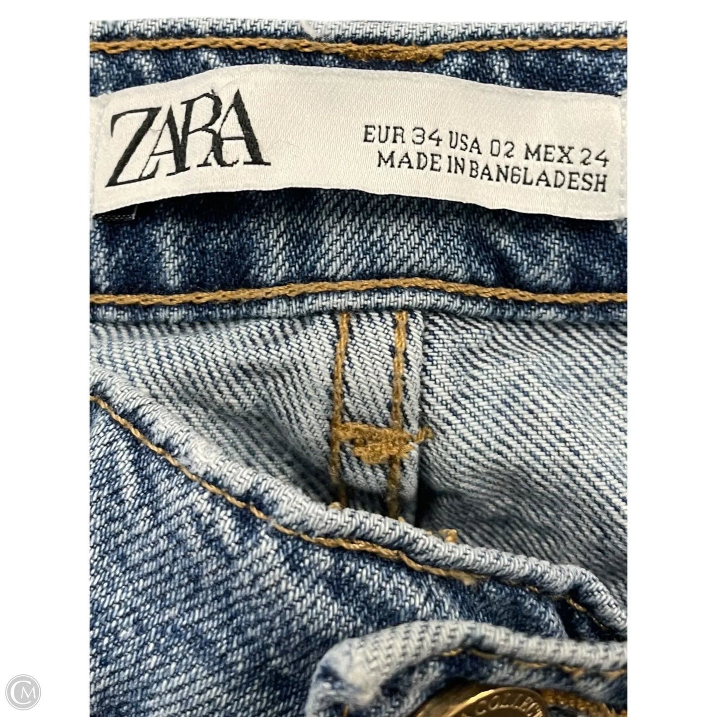 Jeans Straight By Zara In Blue Denim, Size: 2