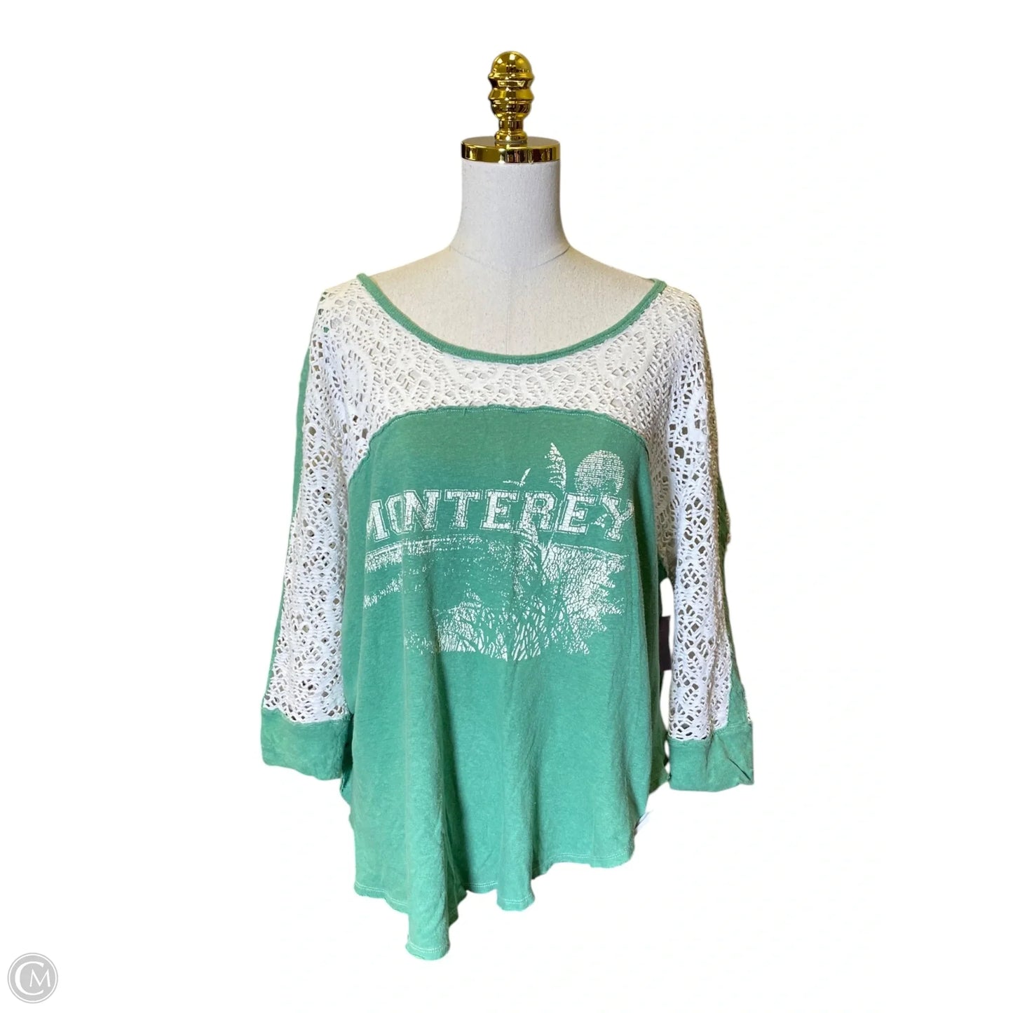 Top Long Sleeve By We The Free In Green & White, Size: L
