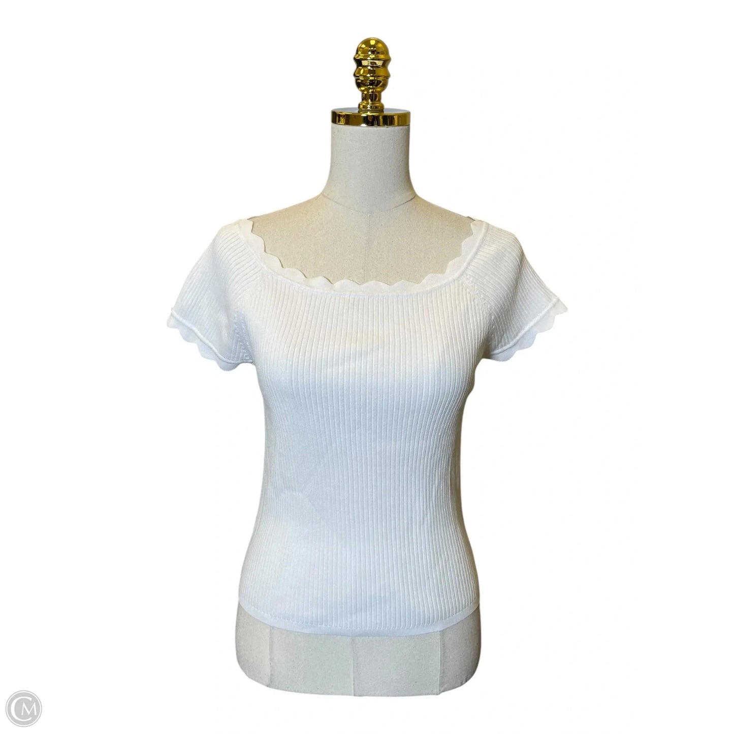 Top Short Sleeve By Ann Taylor In White, Size: M