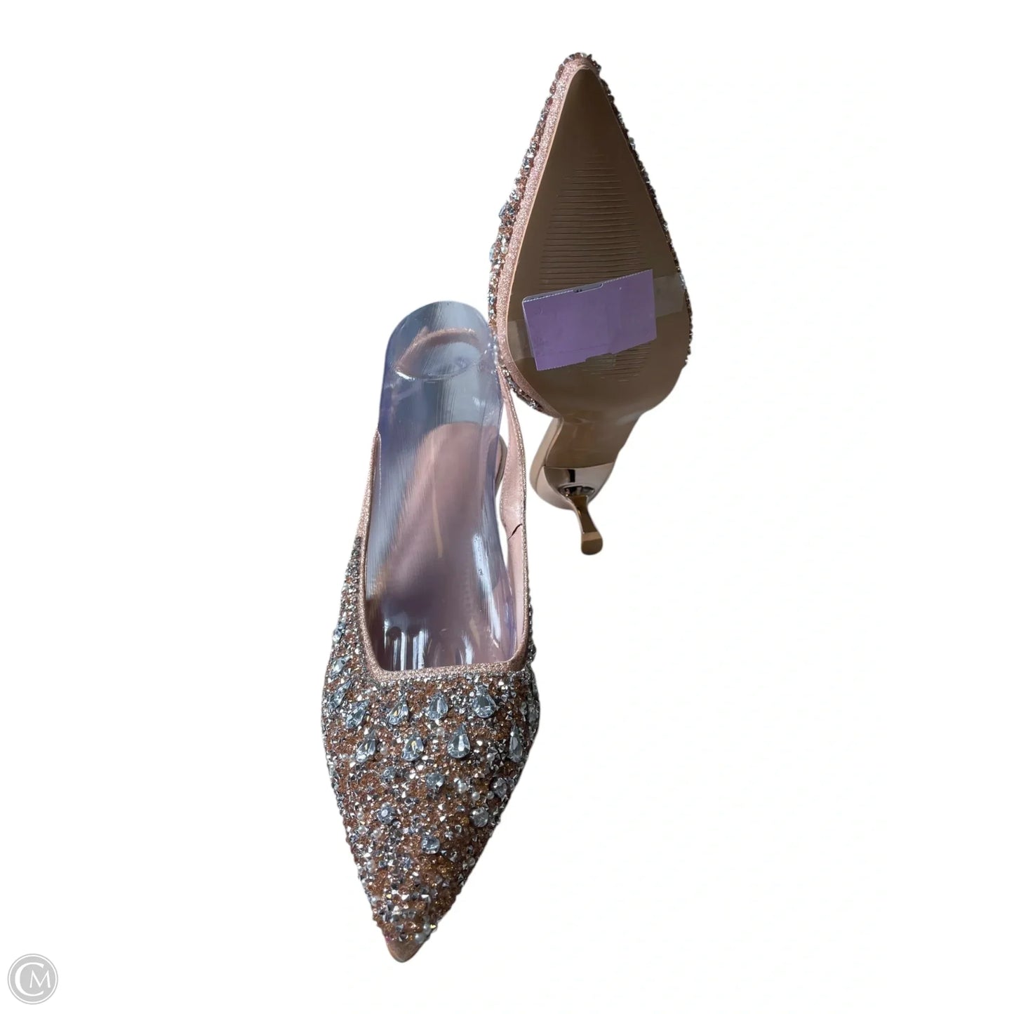 Shoes Heels Kitten By Clothes Mentor In Silver & Tan, Size: 10.5