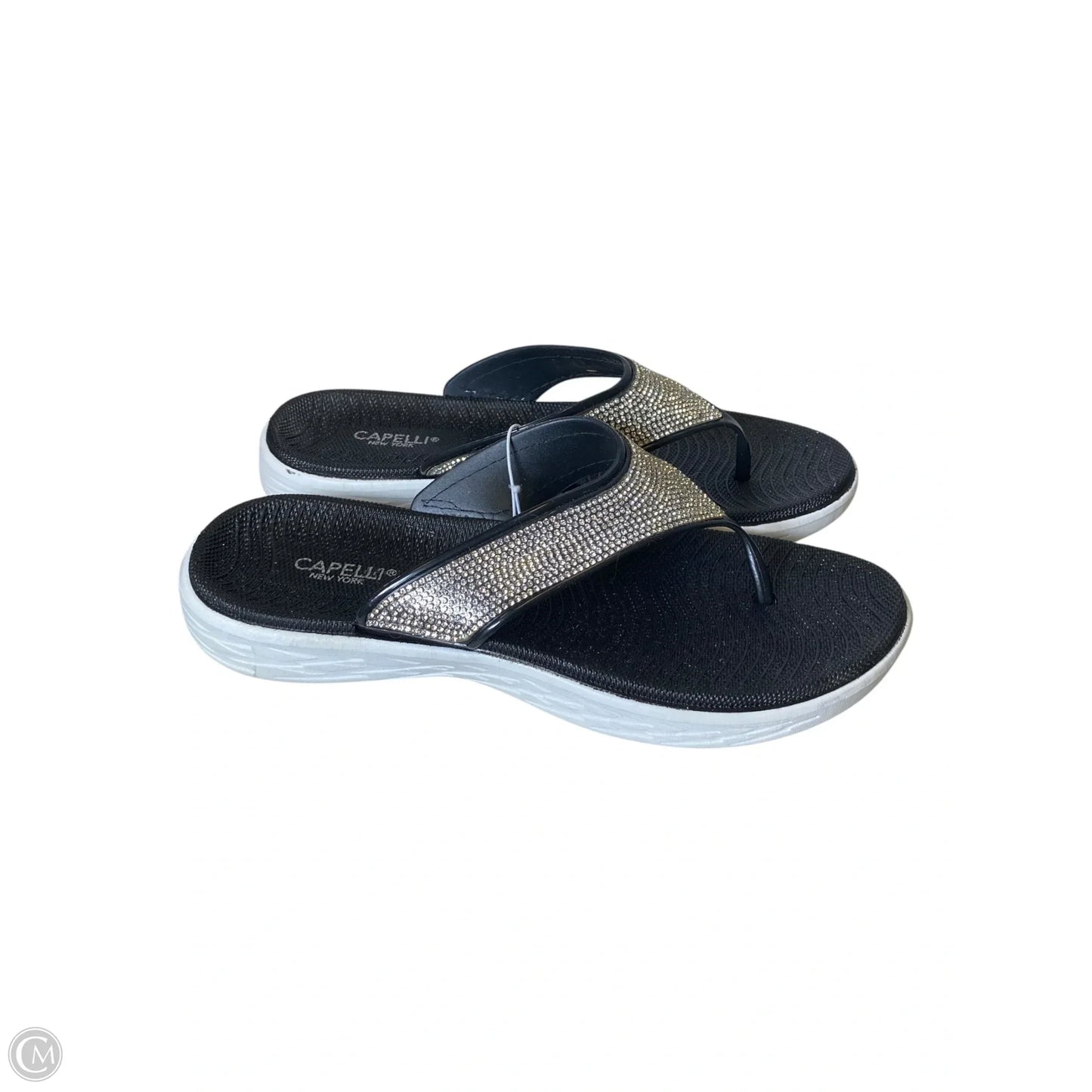 Sandals Flats By Capelli In Black & Silver, Size: 11