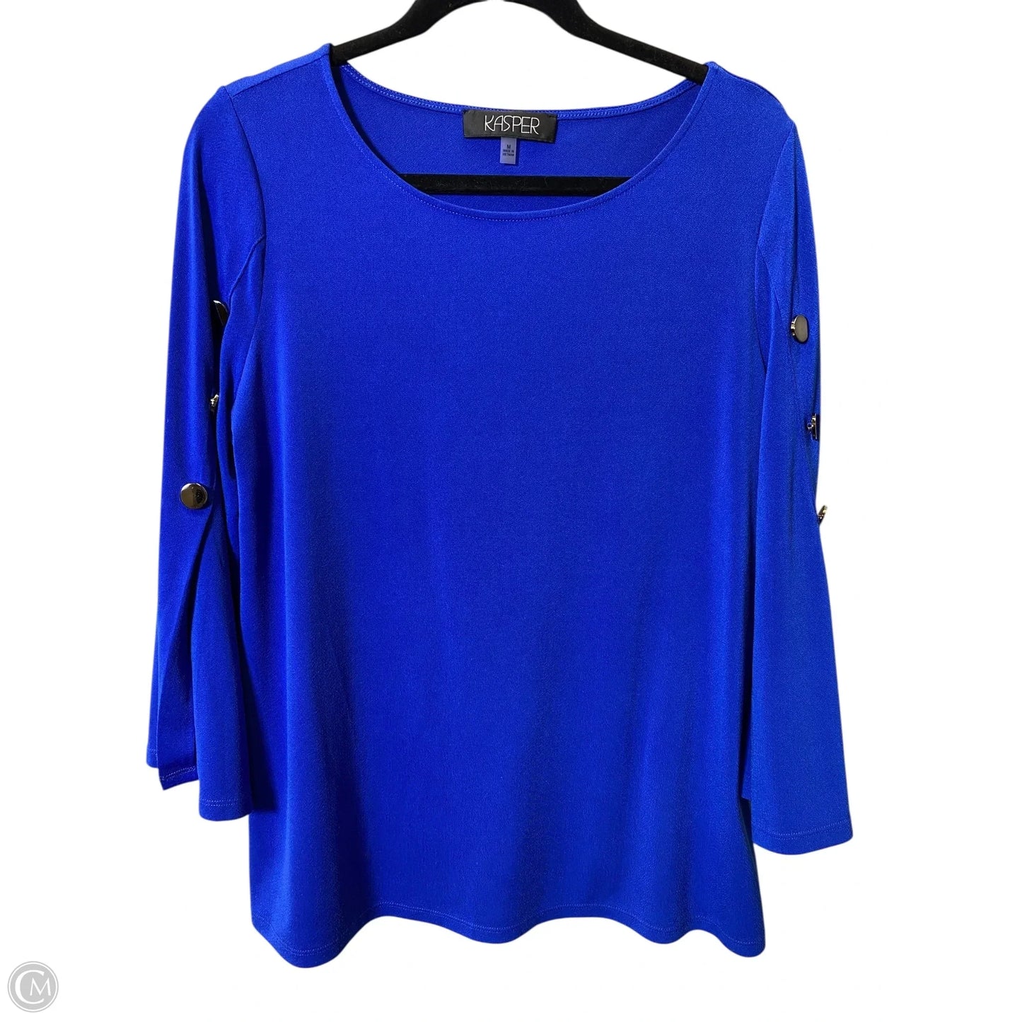 Top Long Sleeve By Kasper In Blue, Size: M