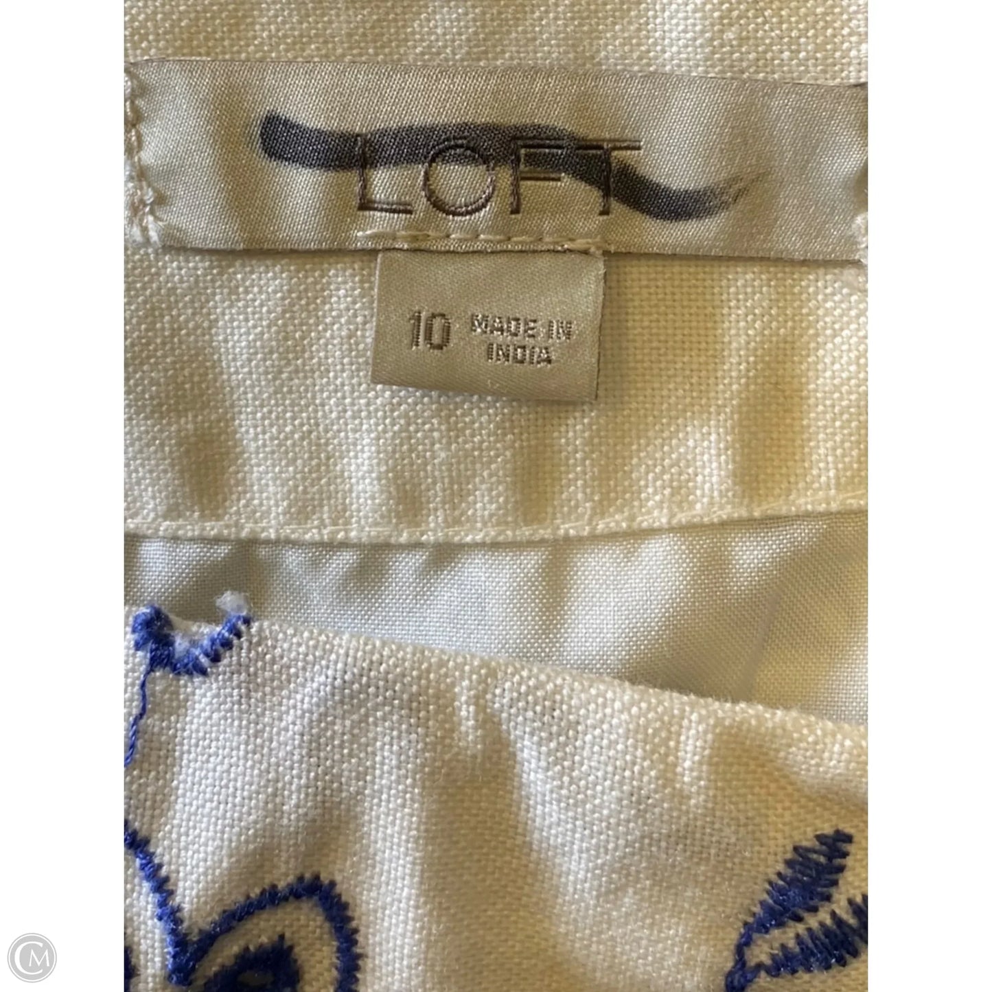 Skirt Midi By Loft In Blue & White, Size: 10