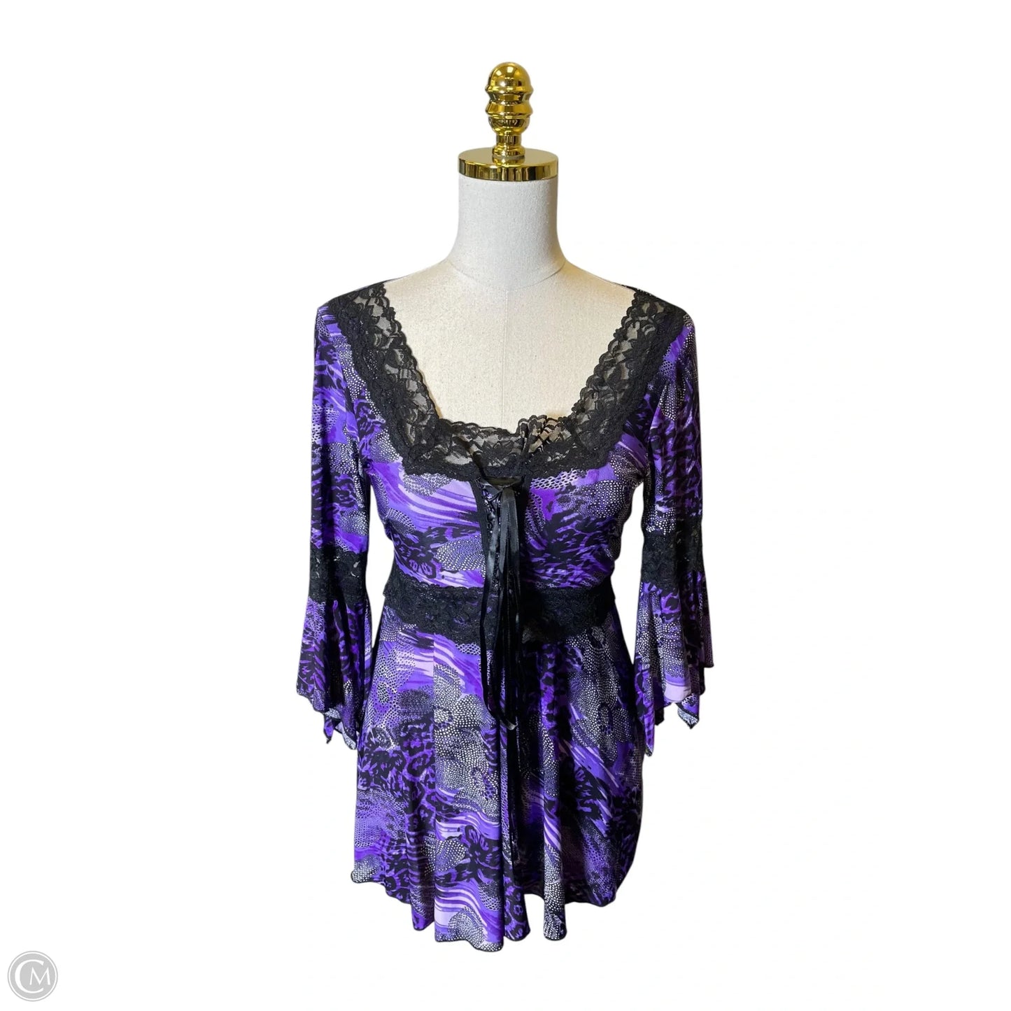 Top 3/4 Sleeve By Clothes Mentor In Black & Purple, Size: M