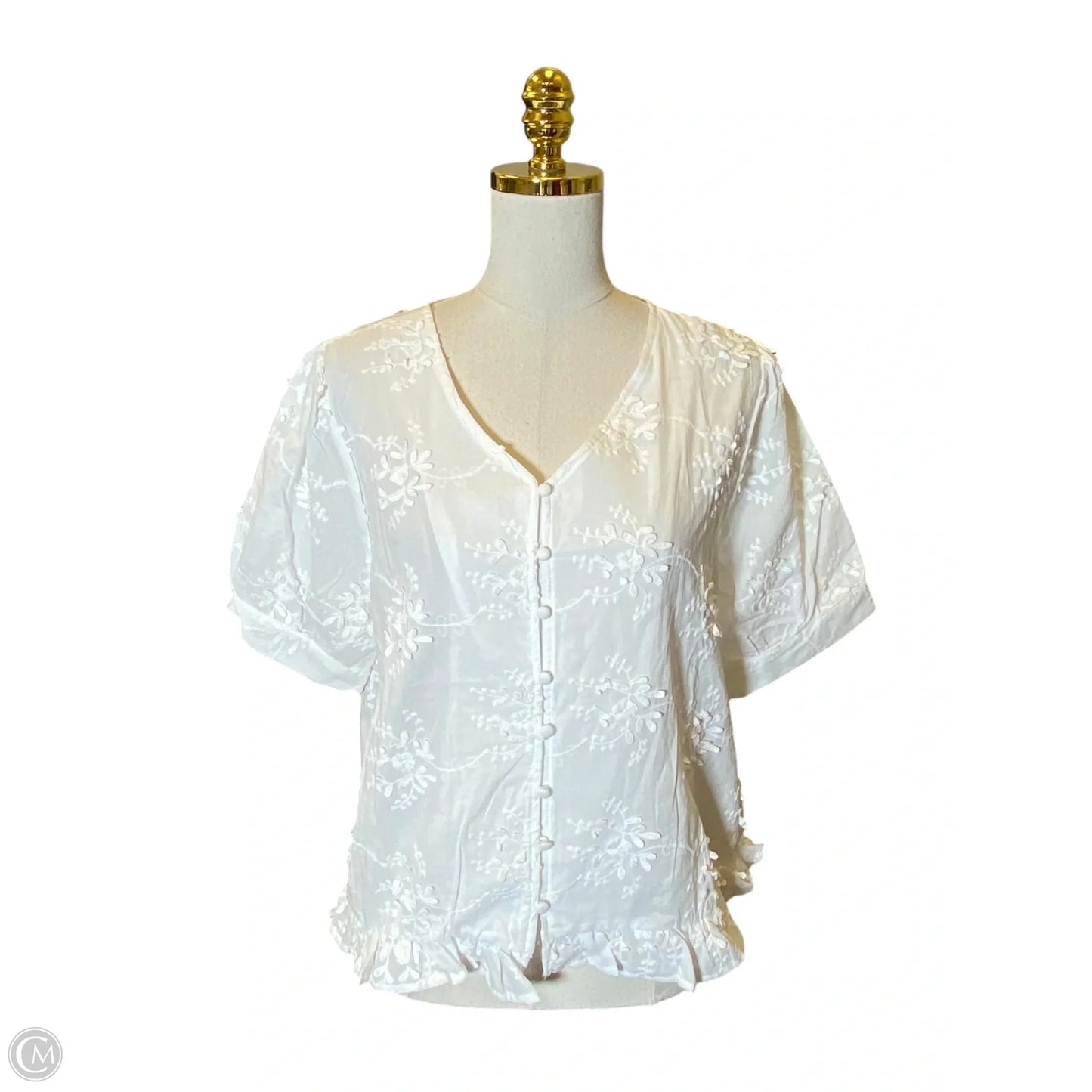 Top Short Sleeve By Clothes Mentor In White, Size: Xl