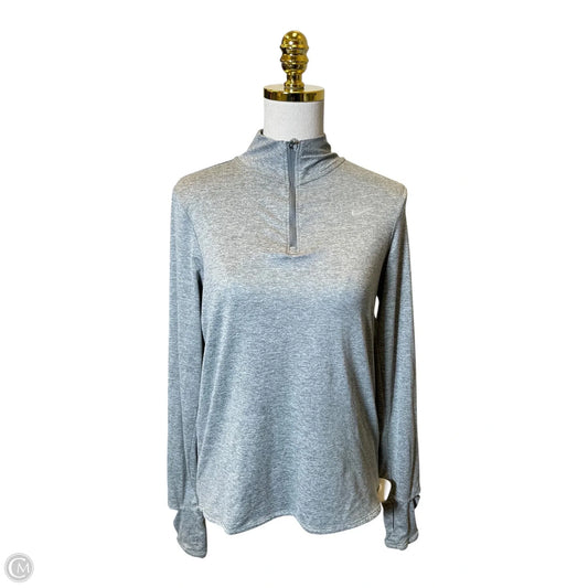 Athletic Top Long Sleeve Collar By Nike In Grey, Size: S