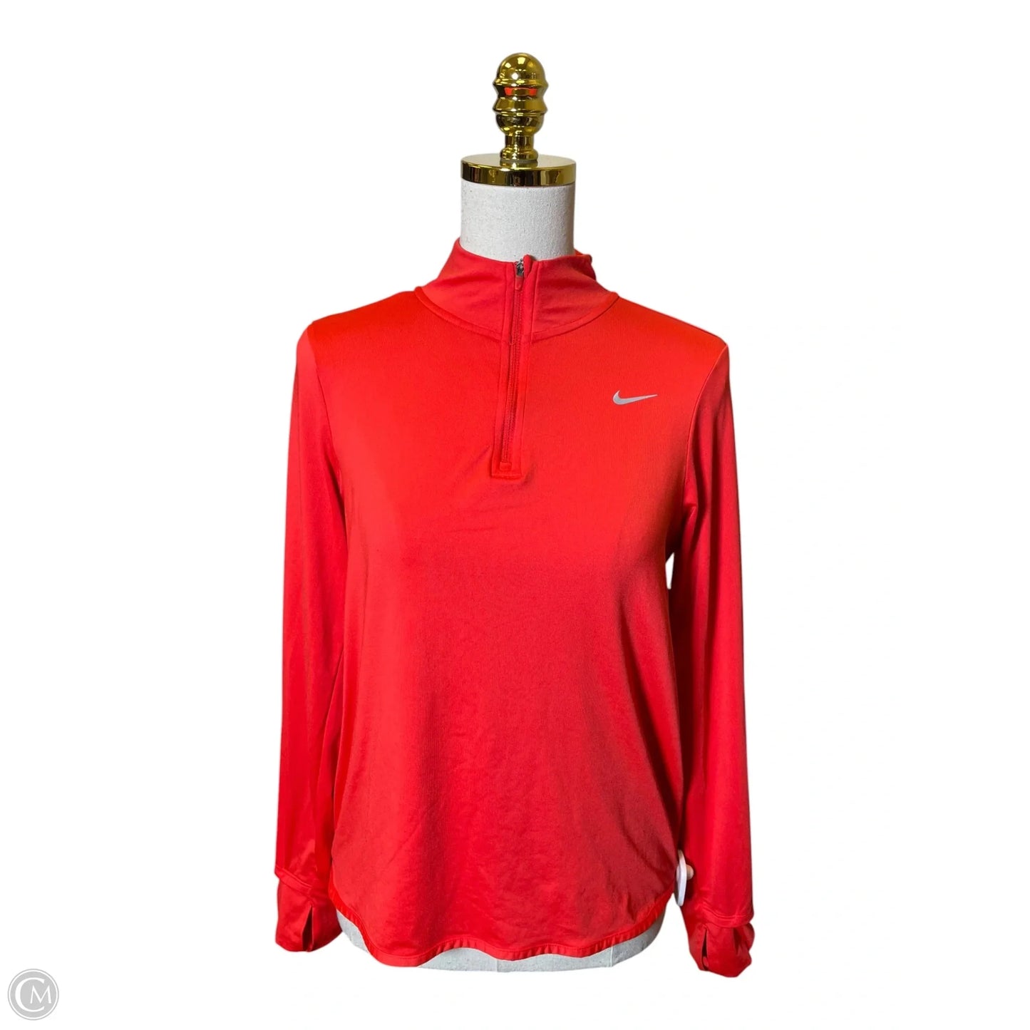 Athletic Top Long Sleeve Collar By Nike In Red, Size: S