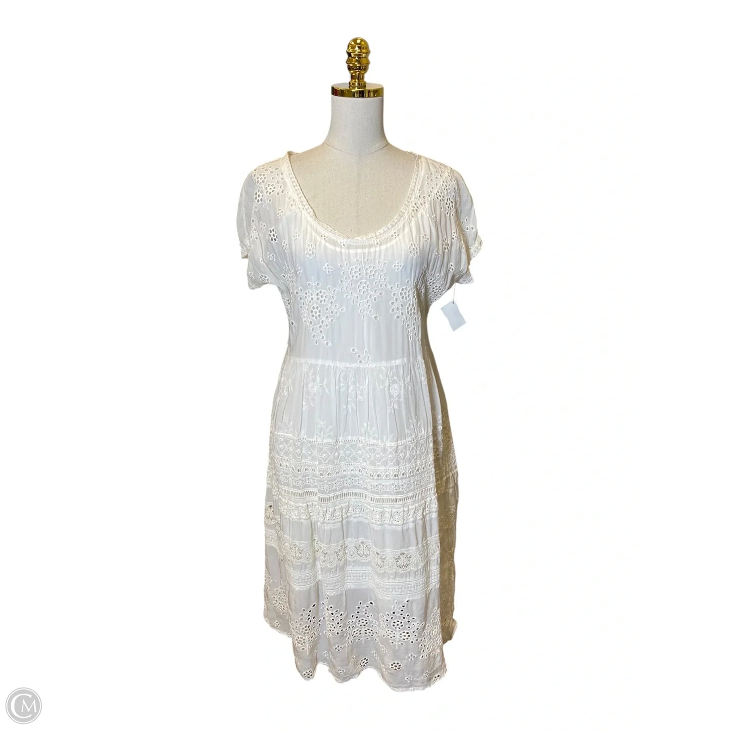 Dress Casual Midi By Johnny Was In White, Size: M