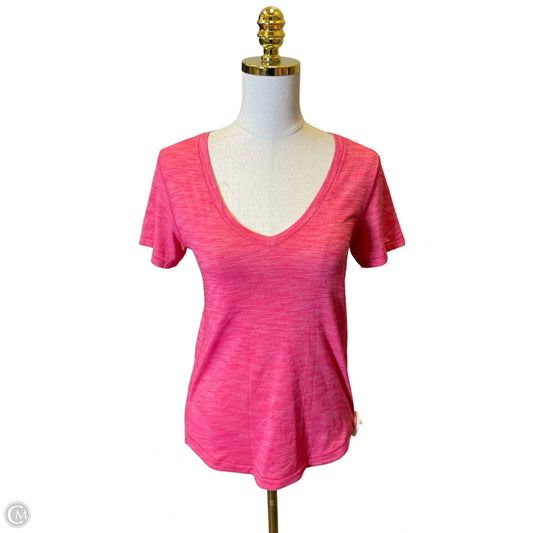 Athletic Top Short Sleeve By Lululemon In Pink, Size: 6