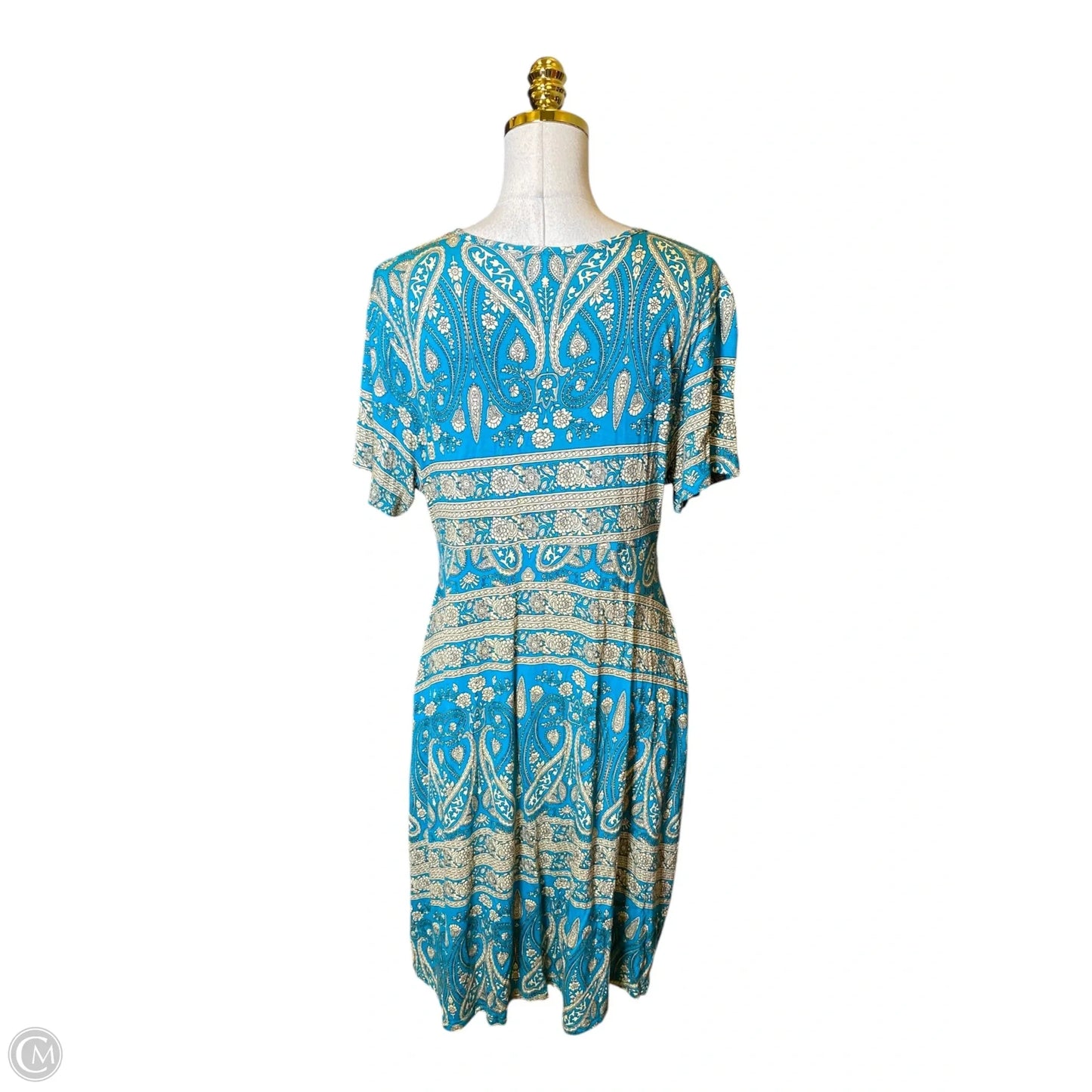 Dress Casual Midi By Clothes Mentor In Blue & Tan, Size: Xl