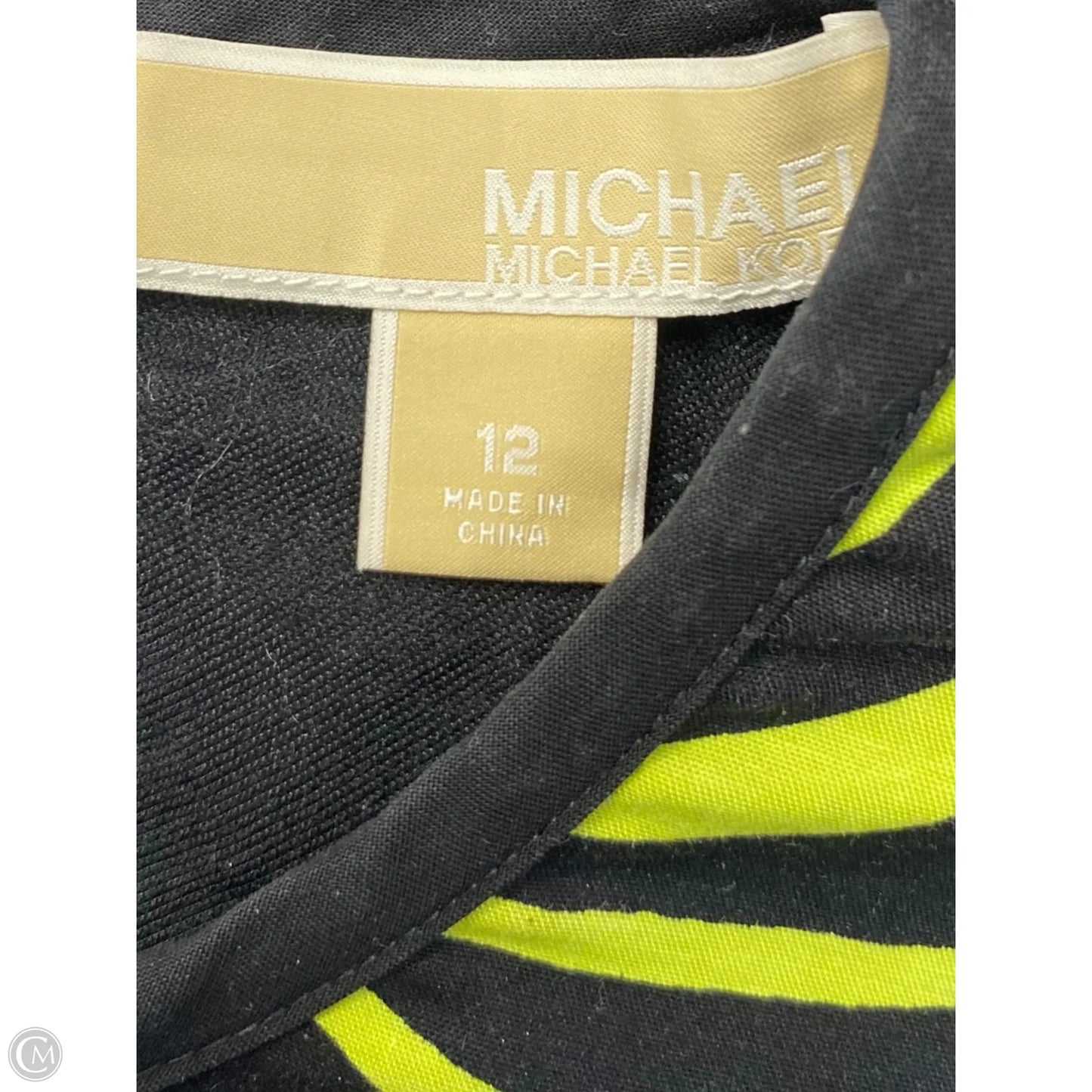 Top Sleeveless Designer By Michael Kors In Black & Green, Size: 12