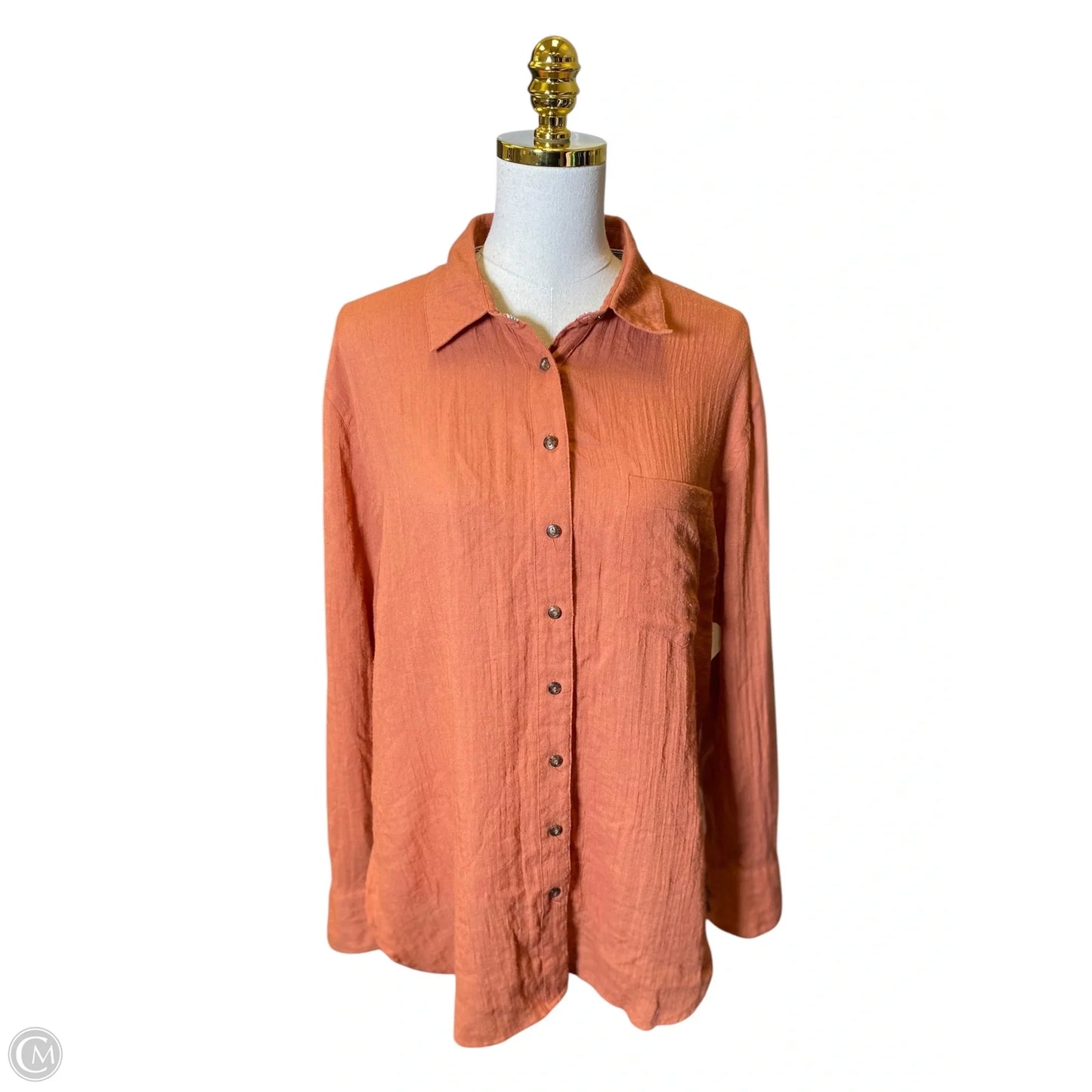 Blouse Long Sleeve By Free People In Orange, Size: 2x