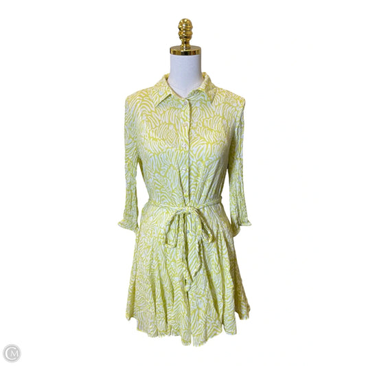 Dress Designer By Lilly Pulitzer In White & Yellow, Size: 4