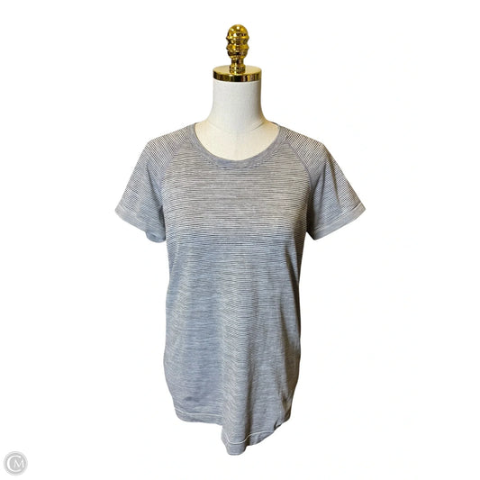 Athletic Top Short Sleeve By Lululemon In Striped Pattern, Size: L
