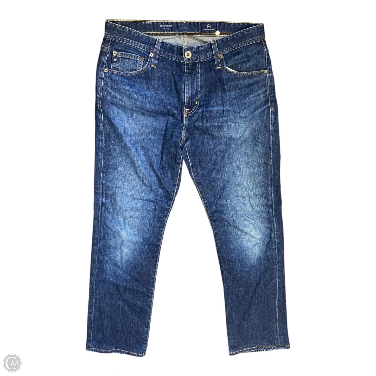Jeans Straight By Adriano Goldschmied In Blue Denim, Size: 14