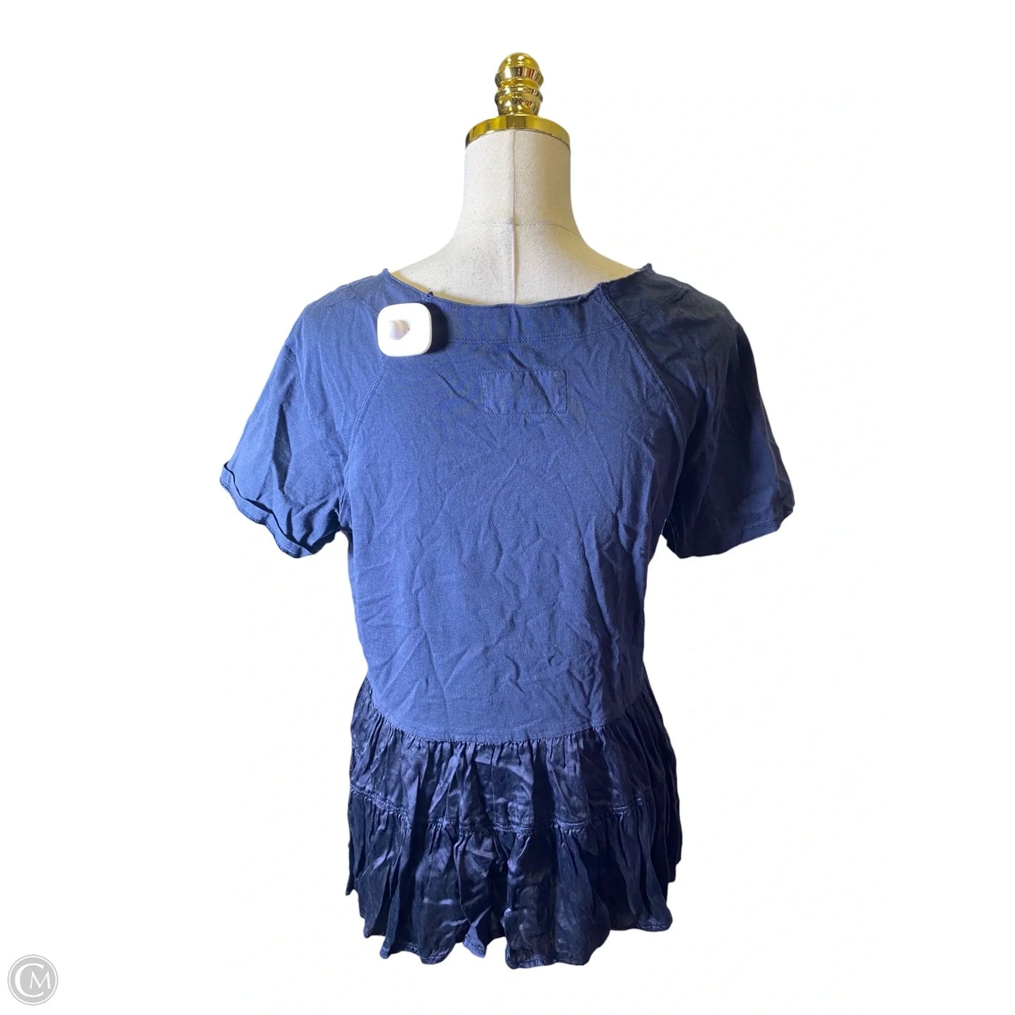 Blouse Short Sleeve By Anthropologie In Navy, Size: M