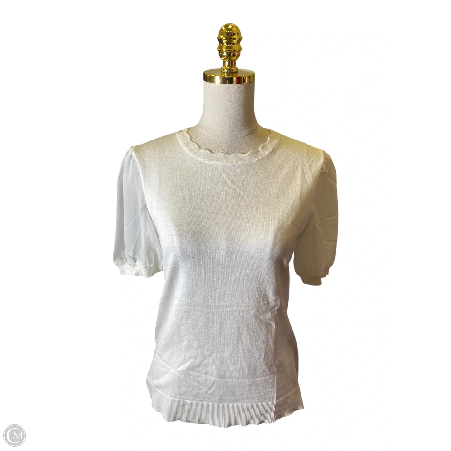 Blouse Short Sleeve By Adrianna Papell In White, Size: M