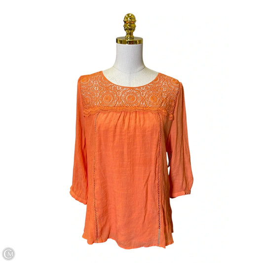 Blouse Long Sleeve By Figuero & Flower In Orange, Size: L