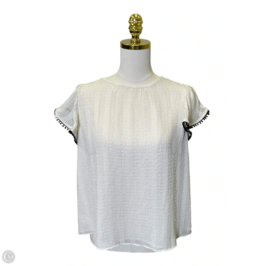 Top Short Sleeve By Ann Taylor In Black & Cream, Size: Mp
