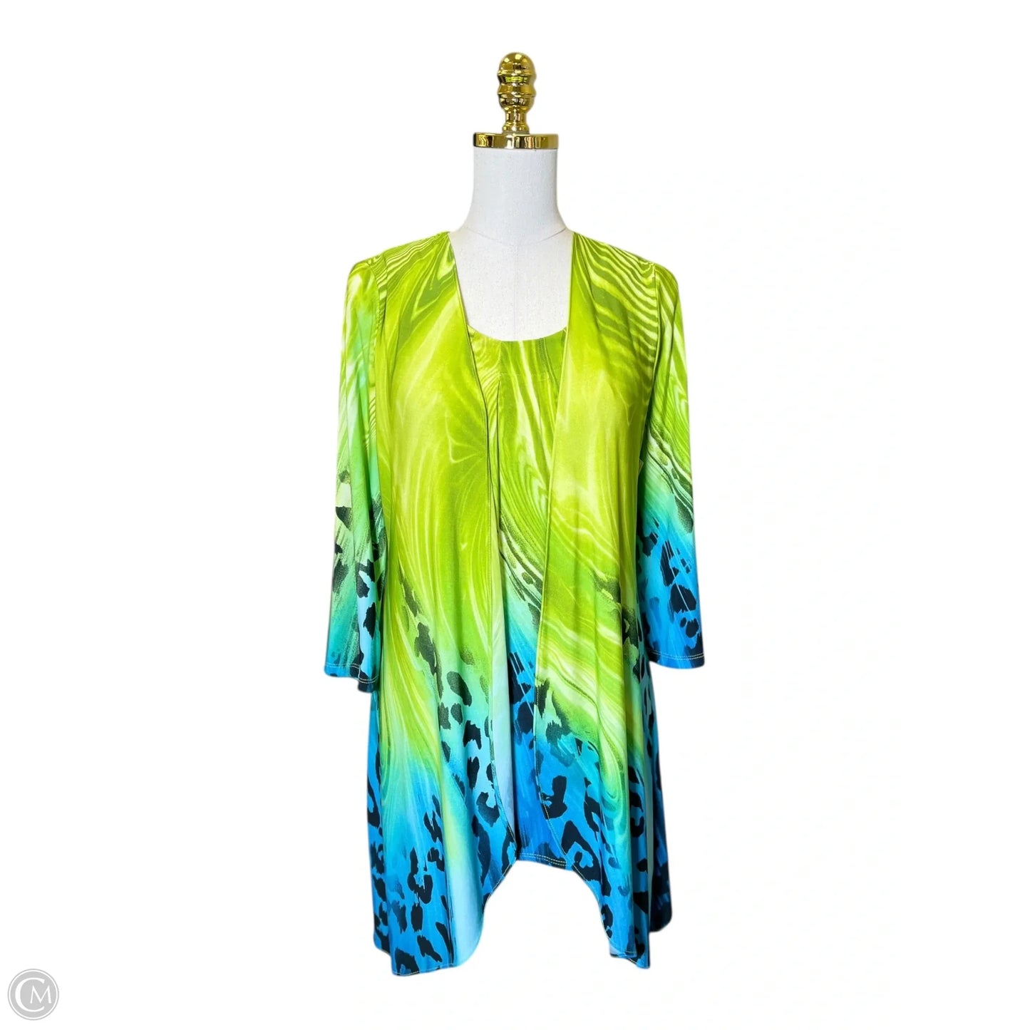 Top 2pc Sleeveless By Frank Lyman In Blue & Green, Size: L