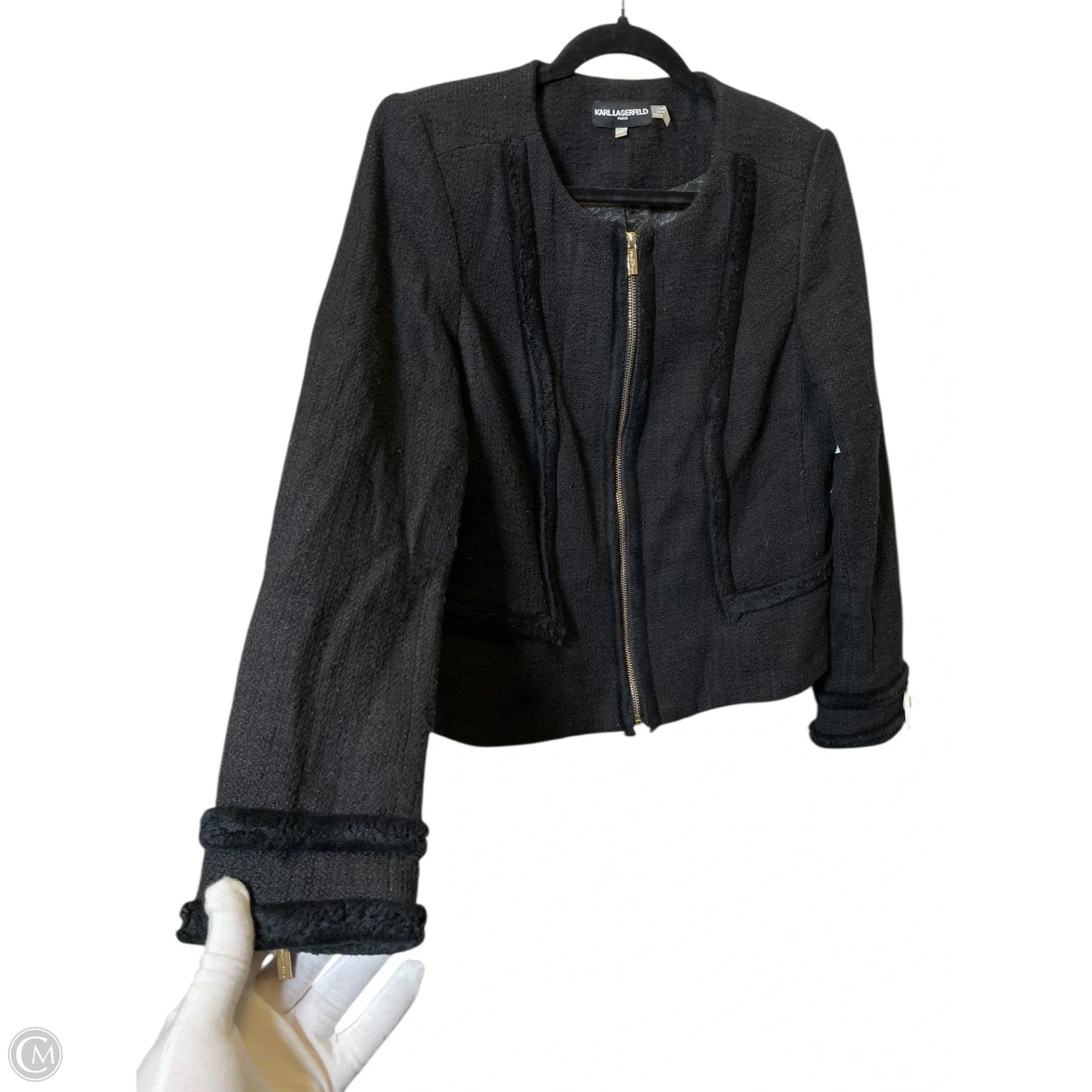 Jacket Designer By Karl Lagerfeld In Black, Size: 12