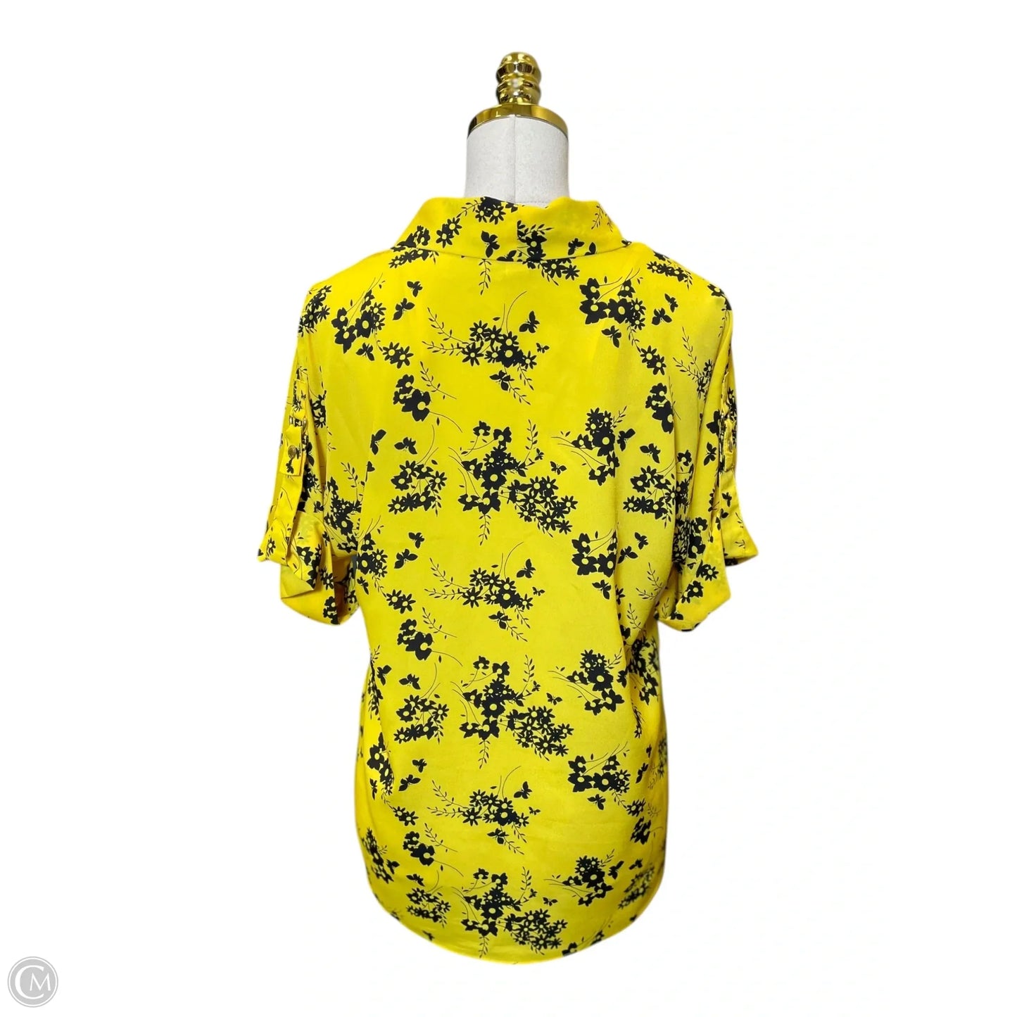 Top 3/4 Sleeve By Michael By Michael Kors In Black & Yellow, Size: S