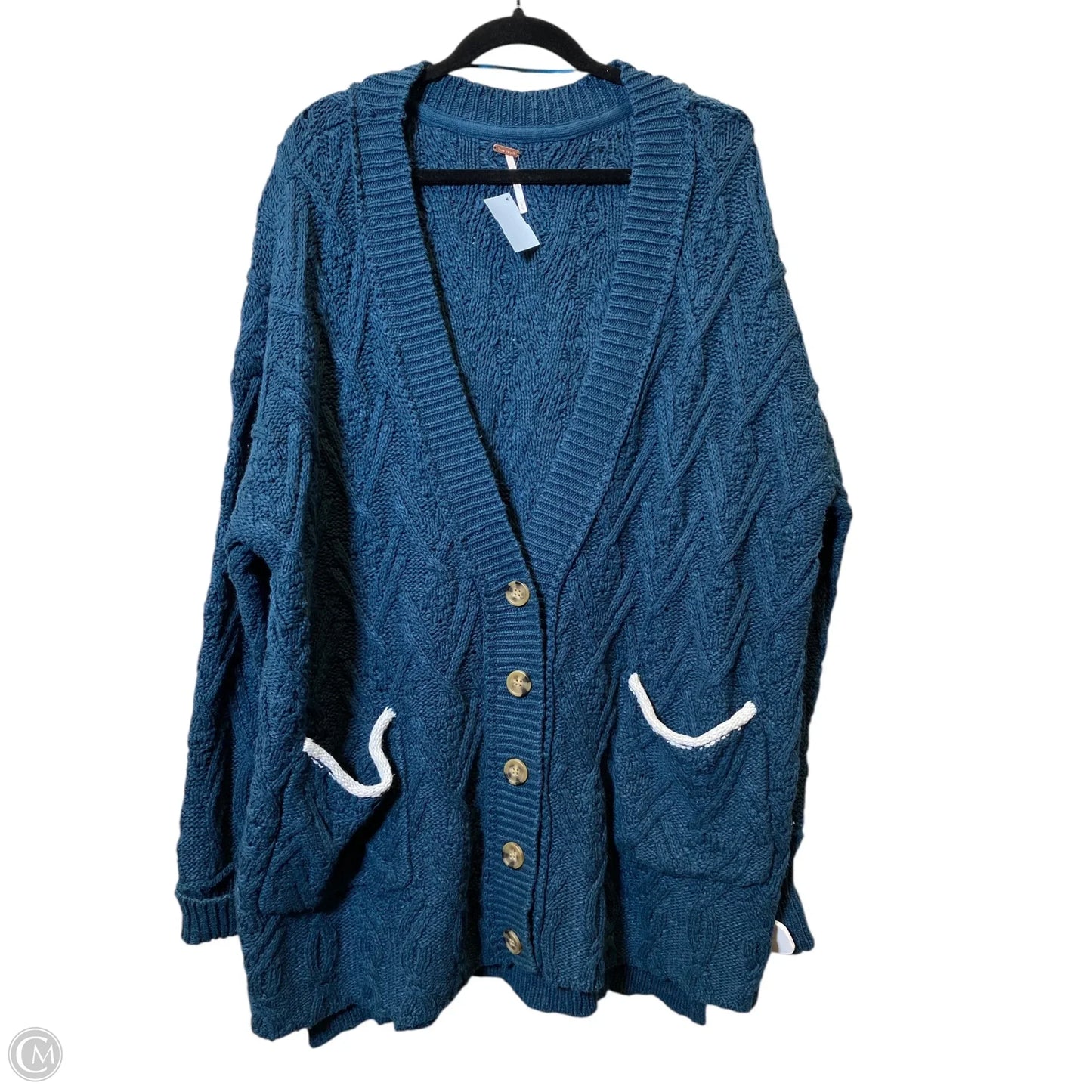 Sweater Cardigan By Free People In Aqua, Size: Xl